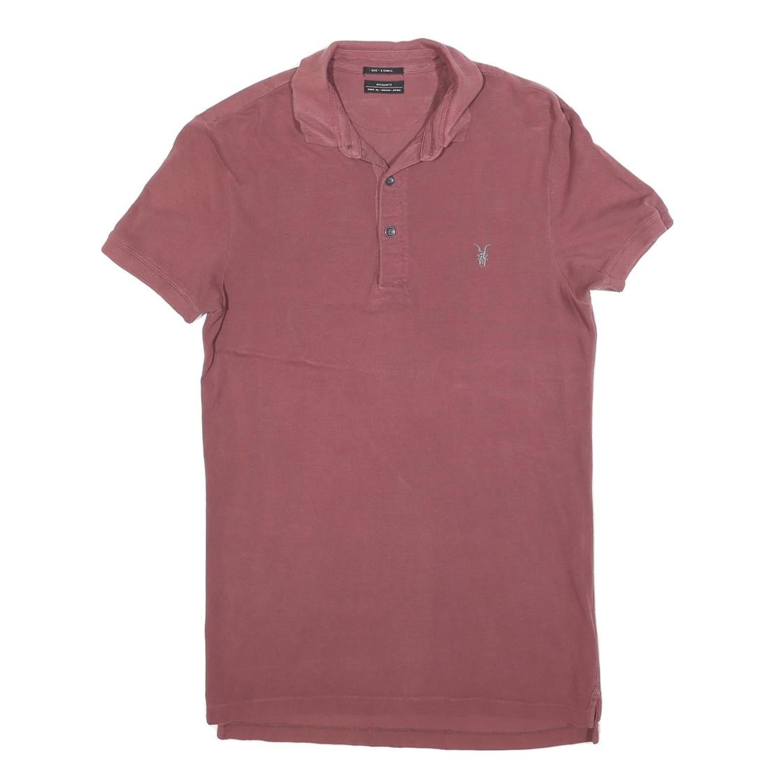 ALL SAINTS Mens Red Short Sleeve Plain Polo Shirt XS Cotton Blend Casual Top Refurbished - N/A refurbished available on Cerqular