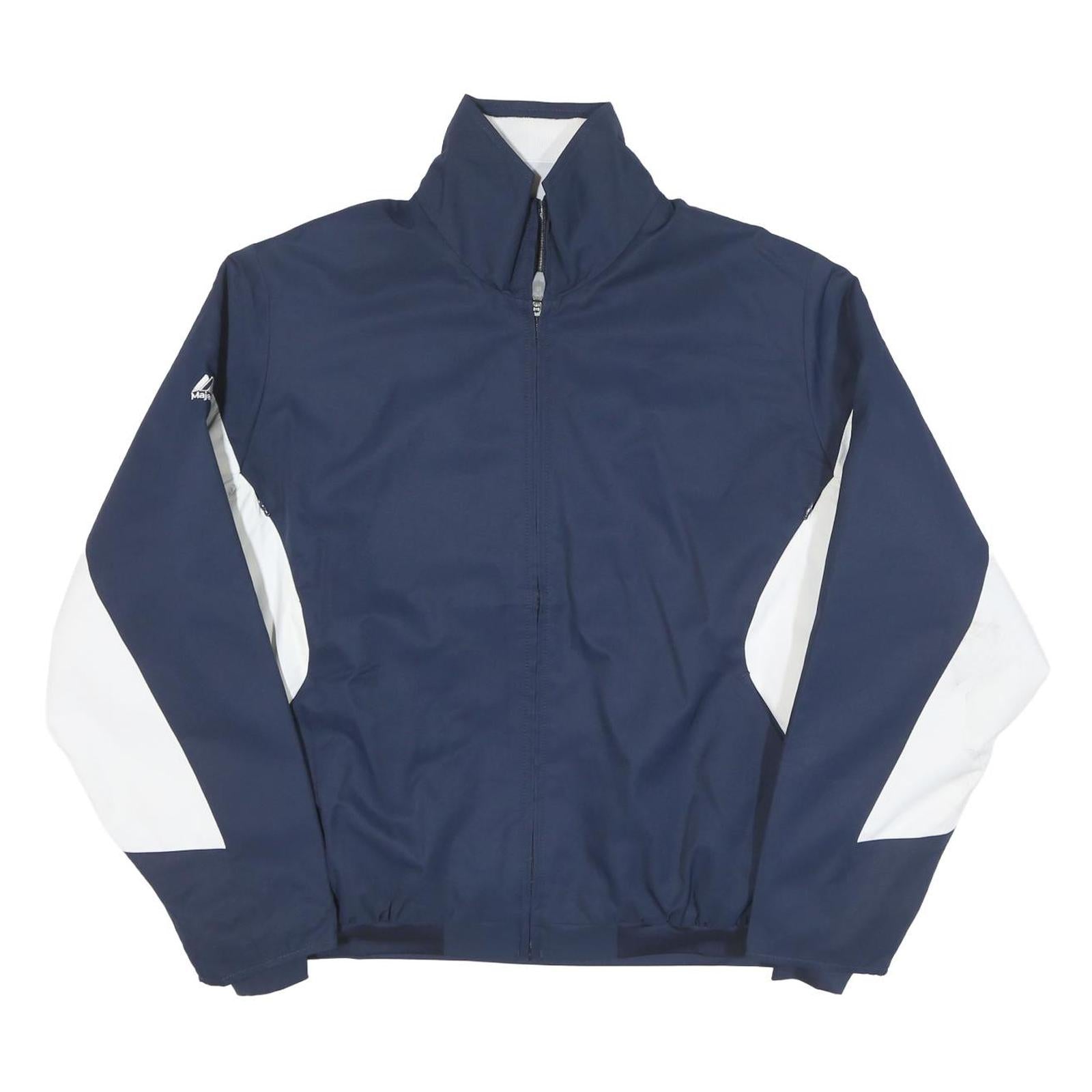 MAJESTIC Mens Navy Blue & White Track Jacket M Polyester Blend Zip Collar Refurbished - N/A refurbished available on Cerqular