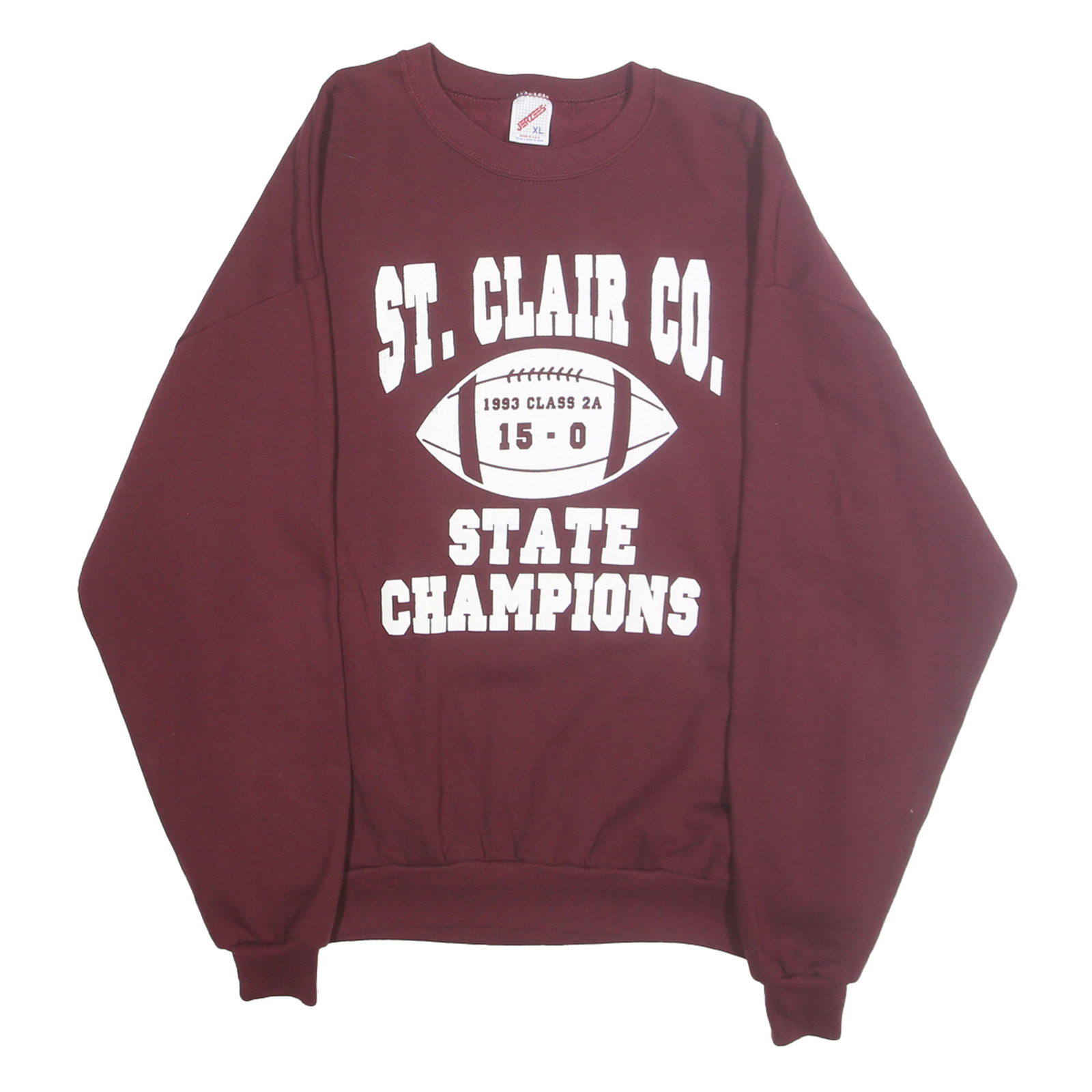 JERZEES Mens Maroon St. Clair Co State Champions Crew Neck XL Sweatshirt Refurbished - N/A refurbished available on Cerqular