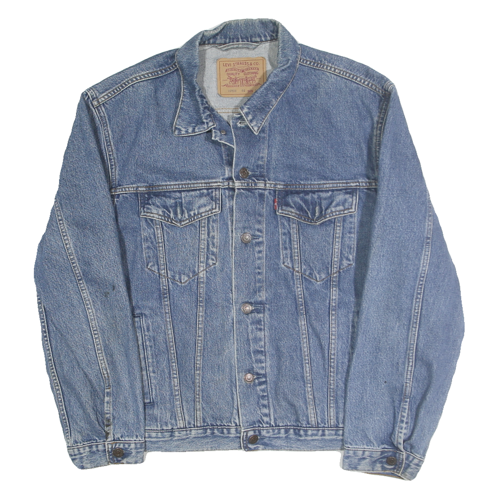 LEVI'S Mens Blue Denim Button Jacket L Cotton Classic Casual Refurbished - N/A refurbished available on Cerqular