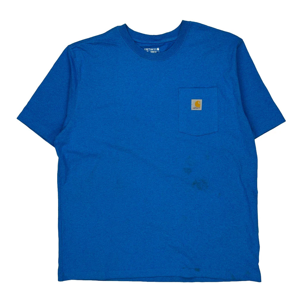 Carhartt T-Shirt - XL Blue Cotton Refurbished - Thrifted (note: this is a term often used to describe second- refurbished available on Cerqular