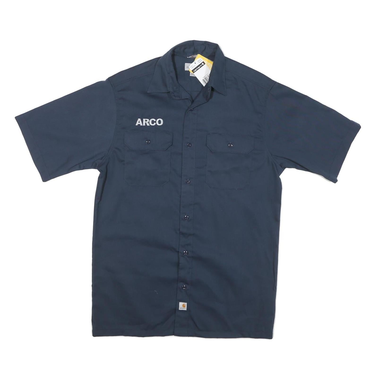 CARHARTT Mens Blue Work Shirt M Cotton Blend Short Sleeve Button Refurbished - N/A refurbished available on Cerqular