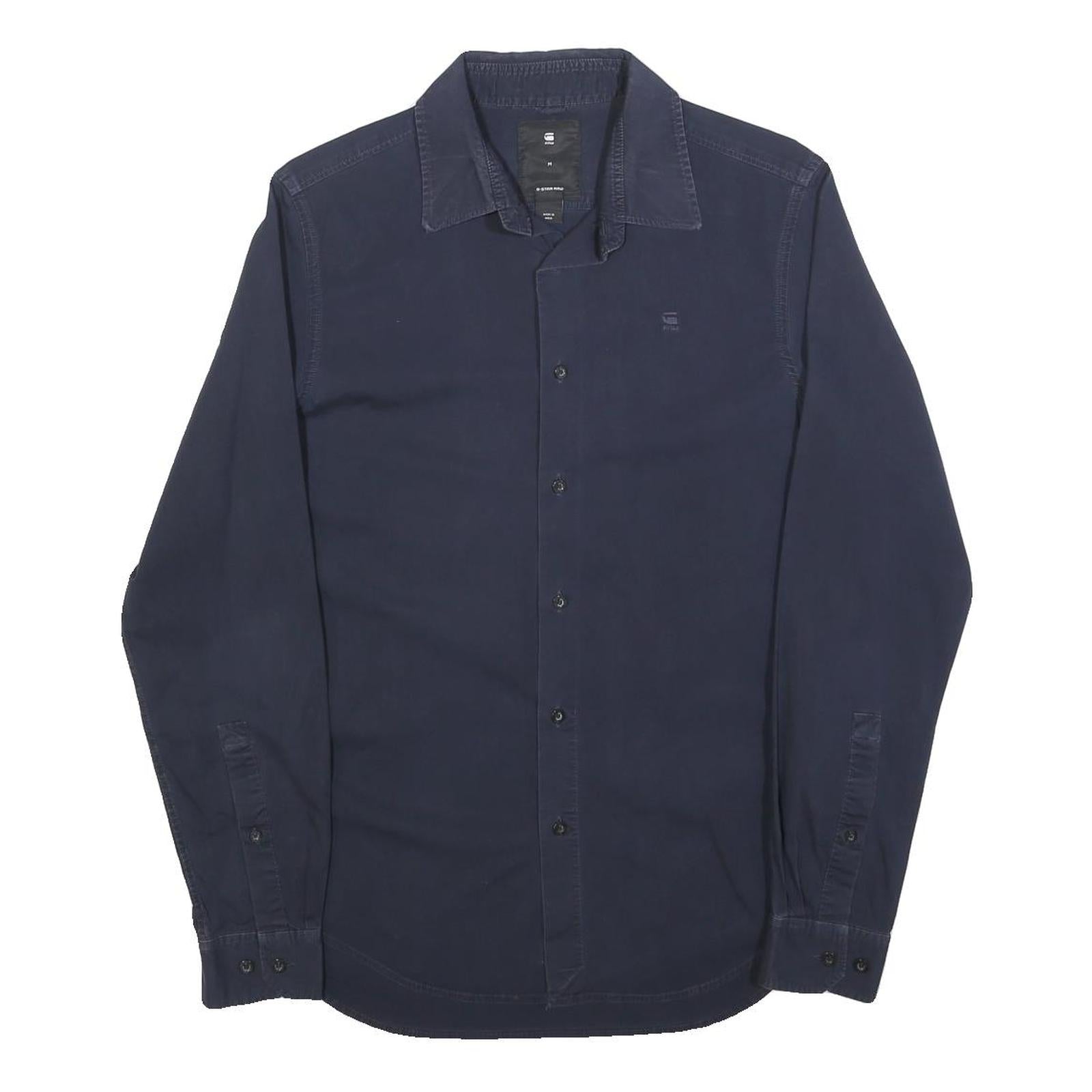 G-STAR Mens Blue Plain Shirt M Cotton Blend Button Long Sleeve Casual Refurbished - N/A refurbished available on Cerqular