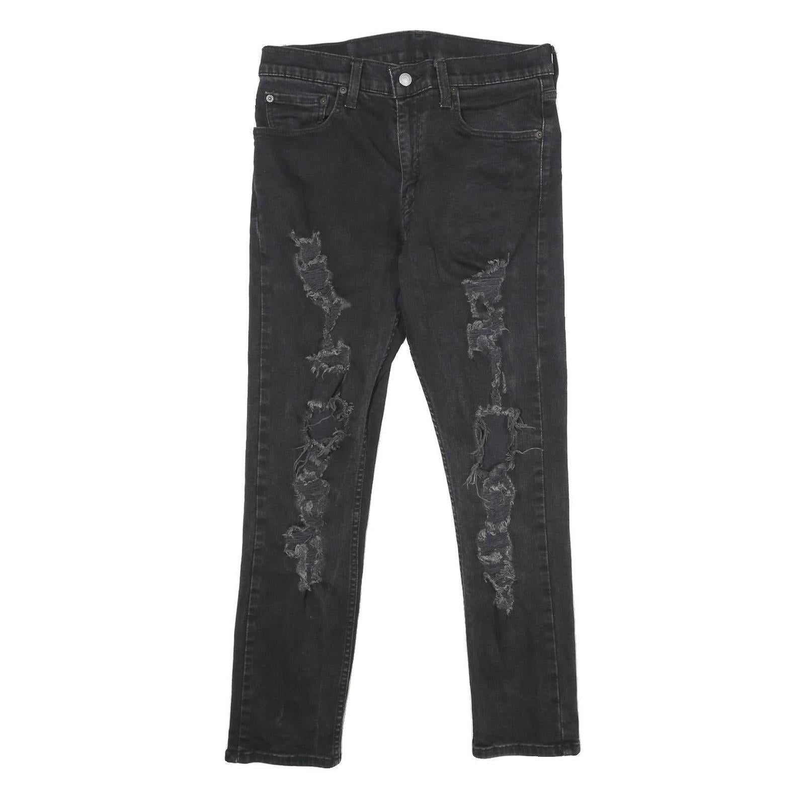 LEVI'S 512 Tapered Mens Jeans Black Slim Tapered Denim W31 L30 Distressed Refurbished - N/A refurbished available on Cerqular