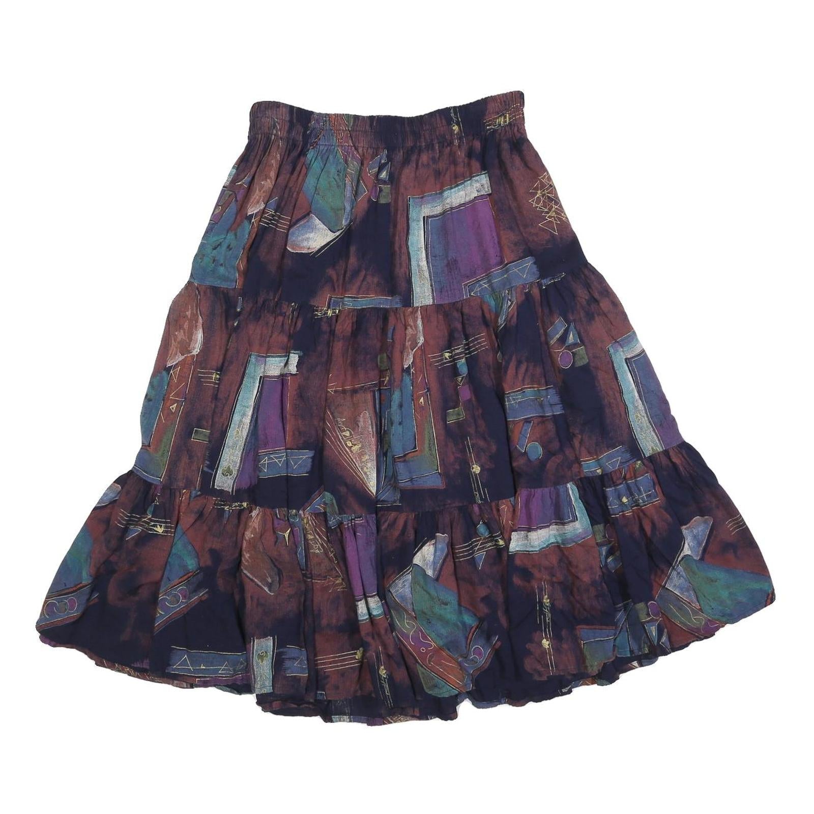 RED ROCK REFLECTIONS Womens Purple Abstract Print Flare Knee Length Cotton Blend Refurbished - N/A refurbished available on Cerqular