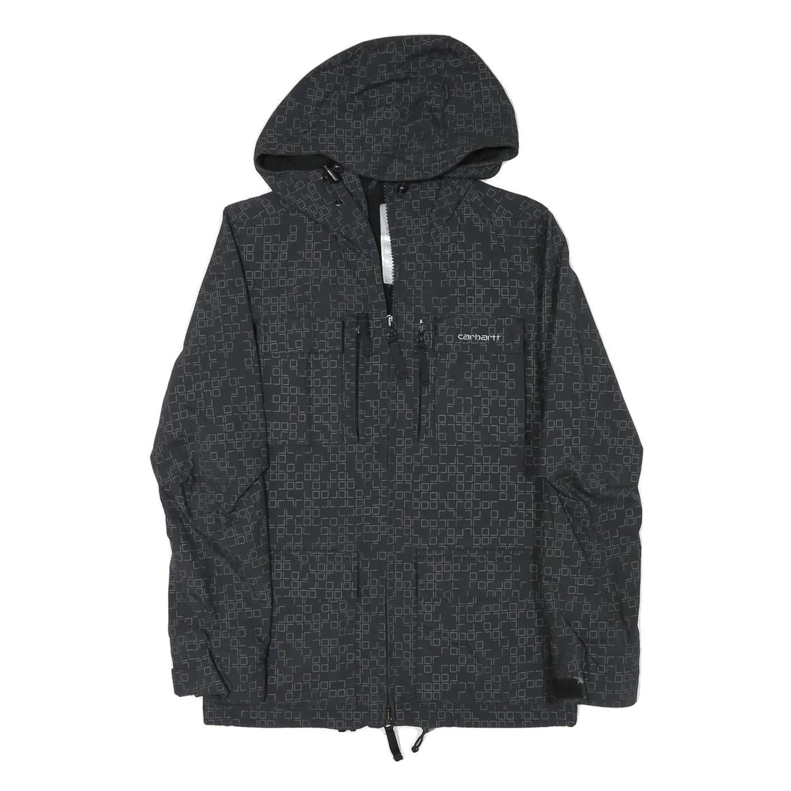 CARHARTT Womens Black Polyester Blend Hooded Jacket XS Geometric Pattern Zip Refurbished - N/A refurbished available on Cerqular