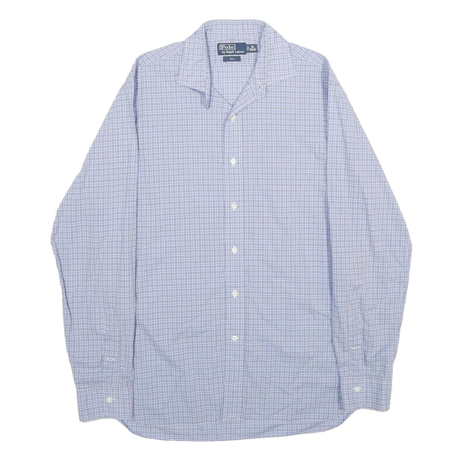 POLO RALPH LAUREN Mens Blue Check Shirt L Classic Cotton Long Sleeve Button Refurbished - N/A refurbished available on Cerqular