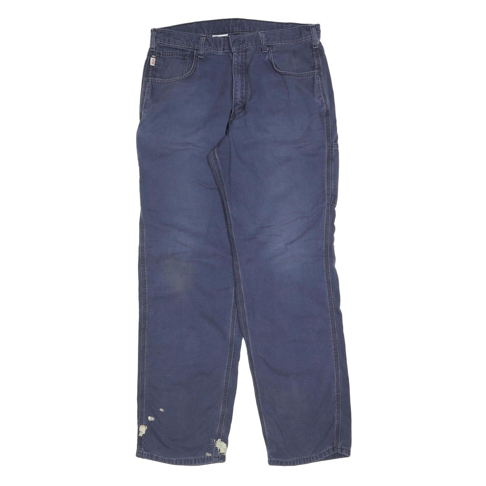 CARHARTT Mens Cotton Blend Navy Blue Regular Fit Straight Leg Trousers W34 L34 Refurbished - N/A refurbished available on Cerqular