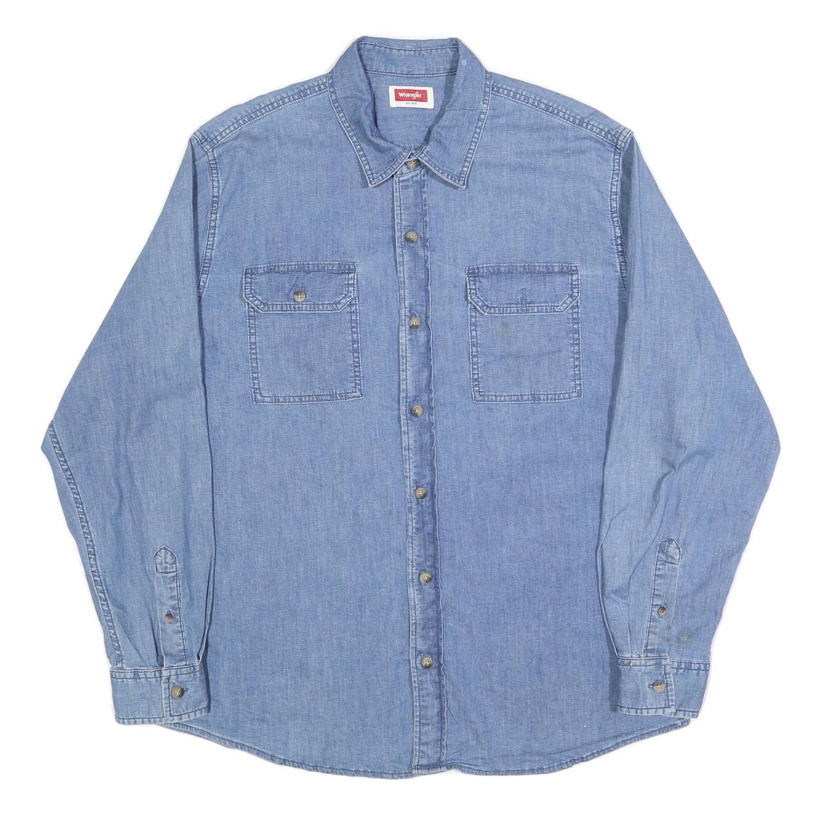 Buy WRANGLER Mens Blue Cotton Blend Denim Shirt L Classic Casual Long Sleeve Refurbished - $45.49 WRANGLER Mens Blue Cotton Blend Denim Shirt L Classic Casual Long Sleeve Refurbished - N/A refurbished available on Cerqular