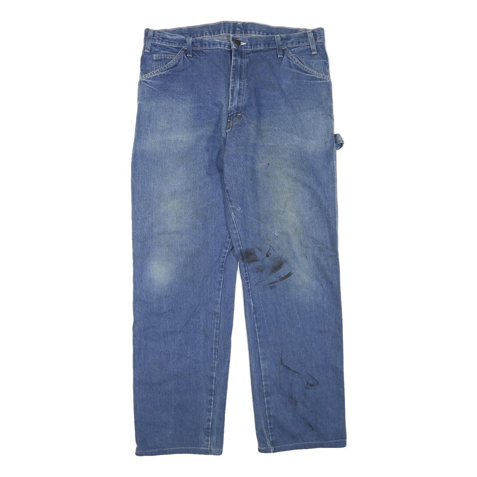 DICKIES Mens Jeans Blue Regular Straight Denim Medium W38 L30 Workwear Zip Refurbished - N/A refurbished available on Cerqular