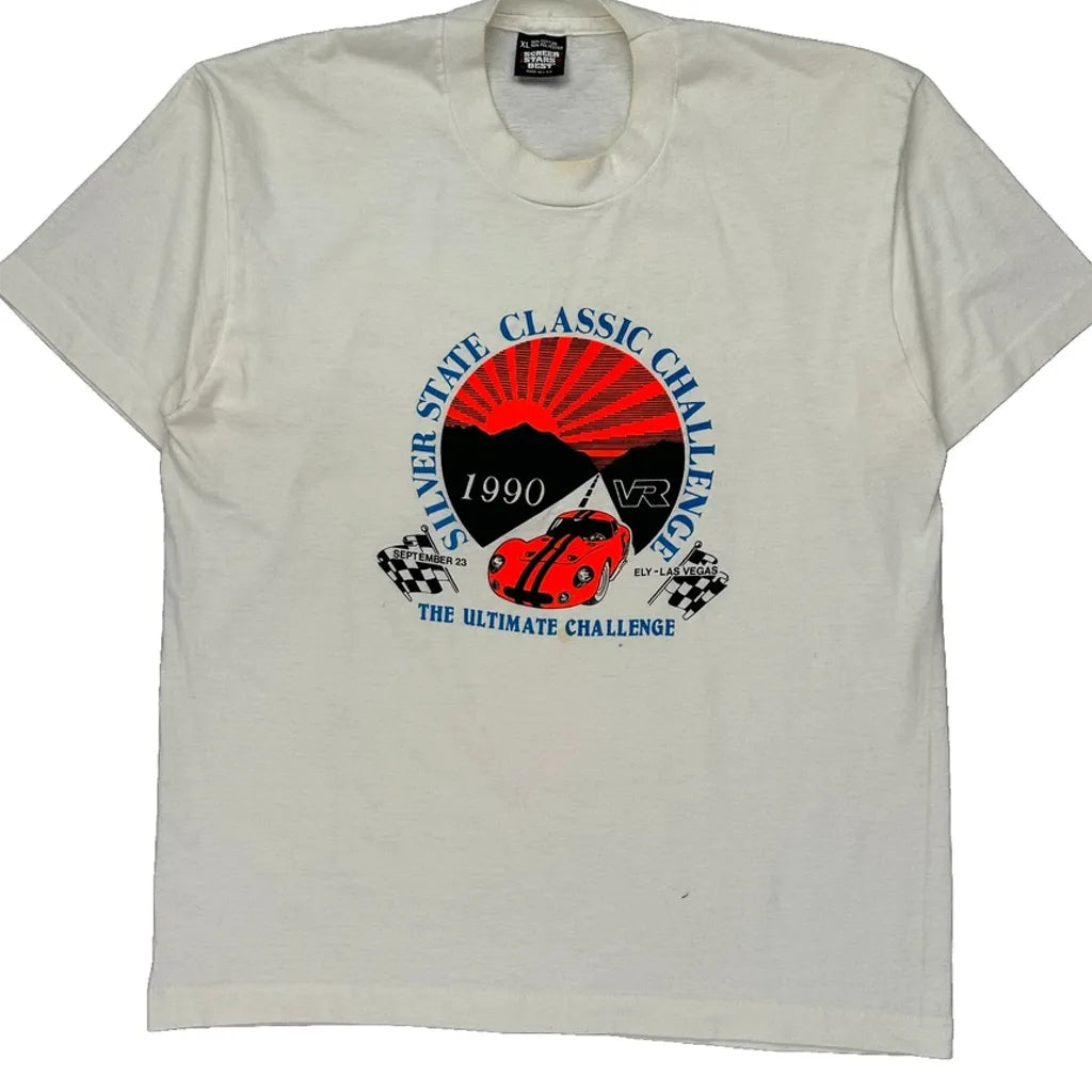 Silver State Classic Challenge 1990 Screen Stars Single Stitch T-Shirt - XL White Cotton Blend Refurbished - Thrifted (note: this is a term often used to describe second- refurbished available on Cerqular