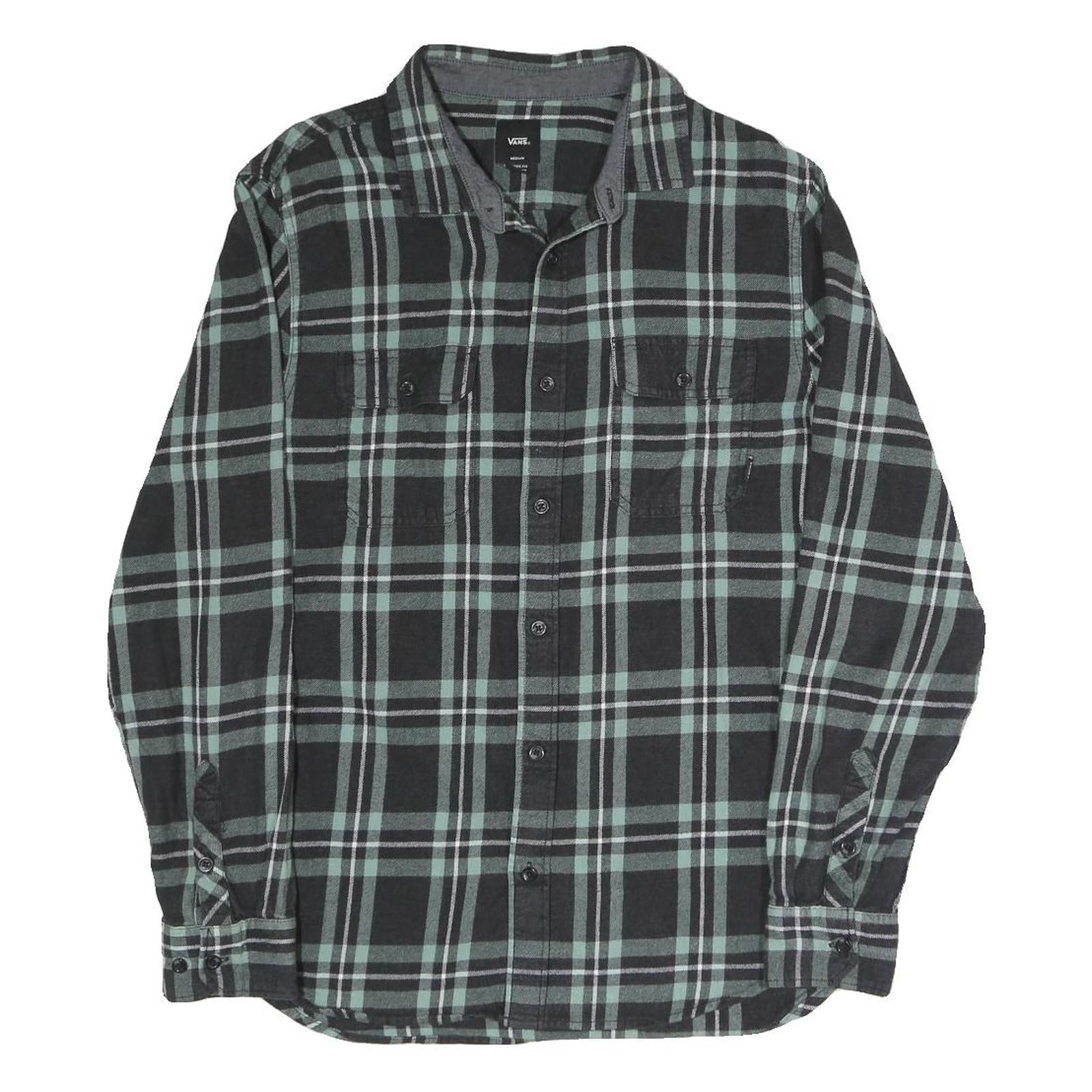 VANS Mens Black & Green Check Shirt M Cotton Blend Long Sleeve Casual Refurbished - N/A refurbished available on Cerqular