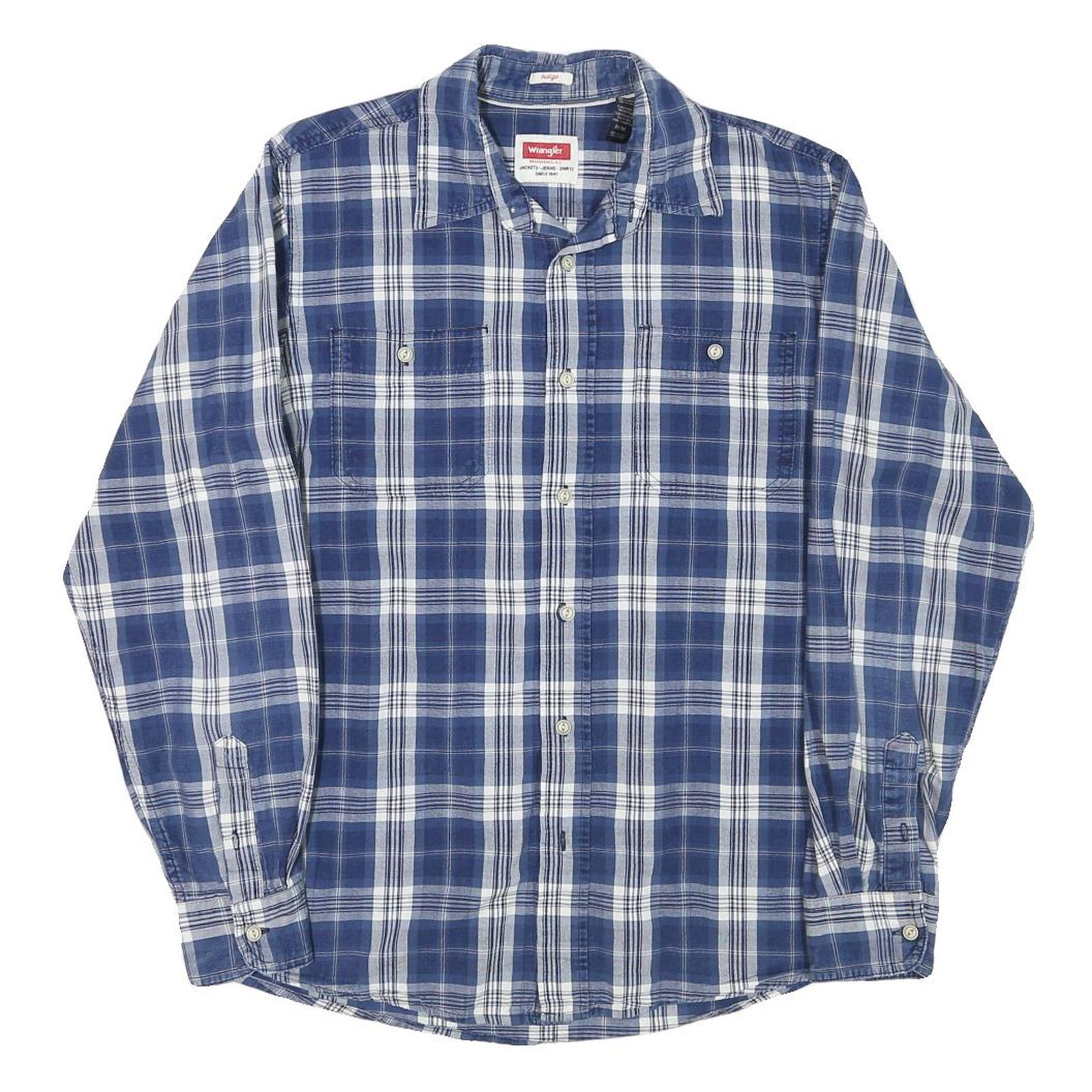 TOMMY HILFIGER Mens Blue Check Shirt M Casual Long Sleeve Cotton Blend Refurbished - N/A refurbished available on Cerqular