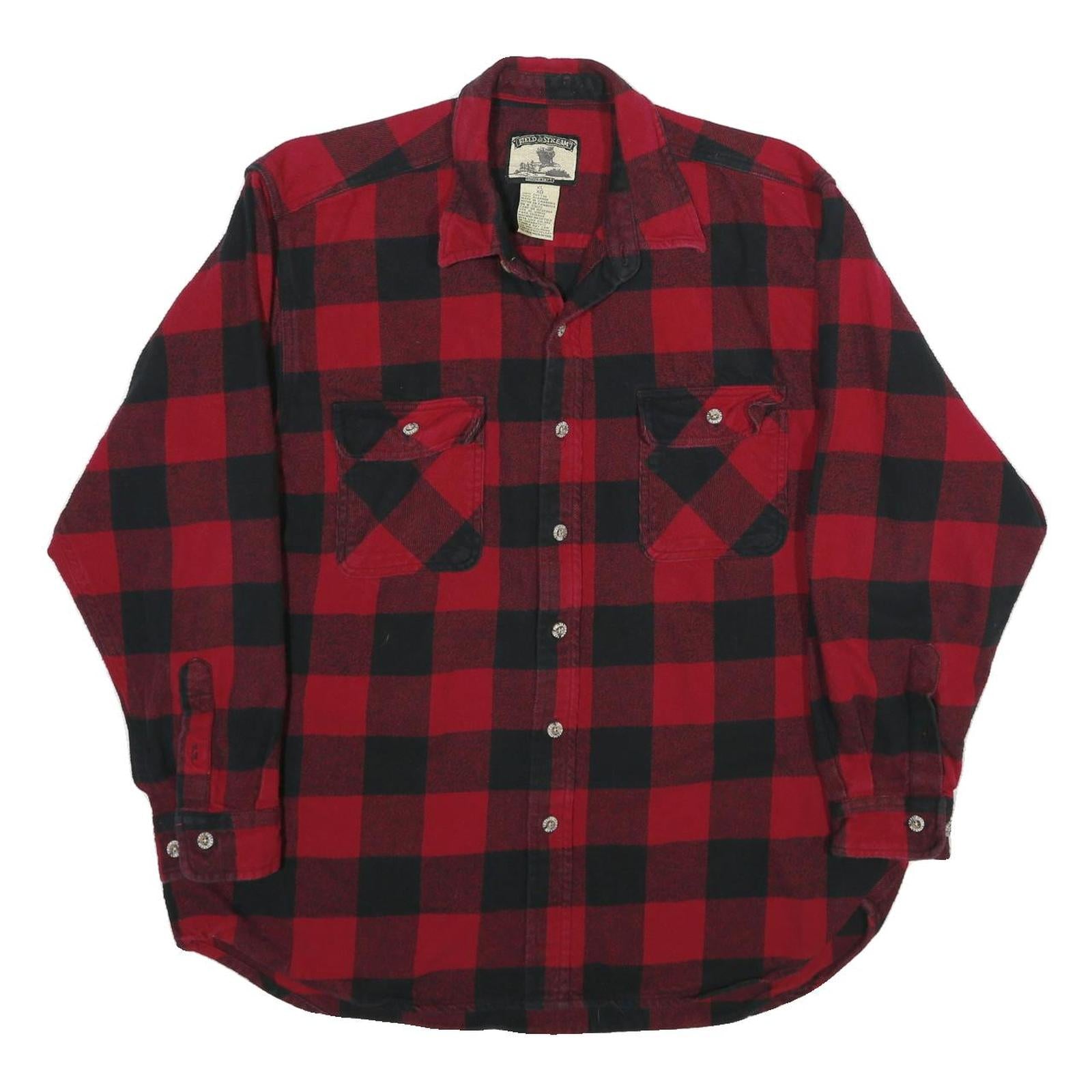 FIELD & STREAM Mens Red & Black Check Shirt XL Button Front Casual Outdoors Refurbished - N/A refurbished available on Cerqular