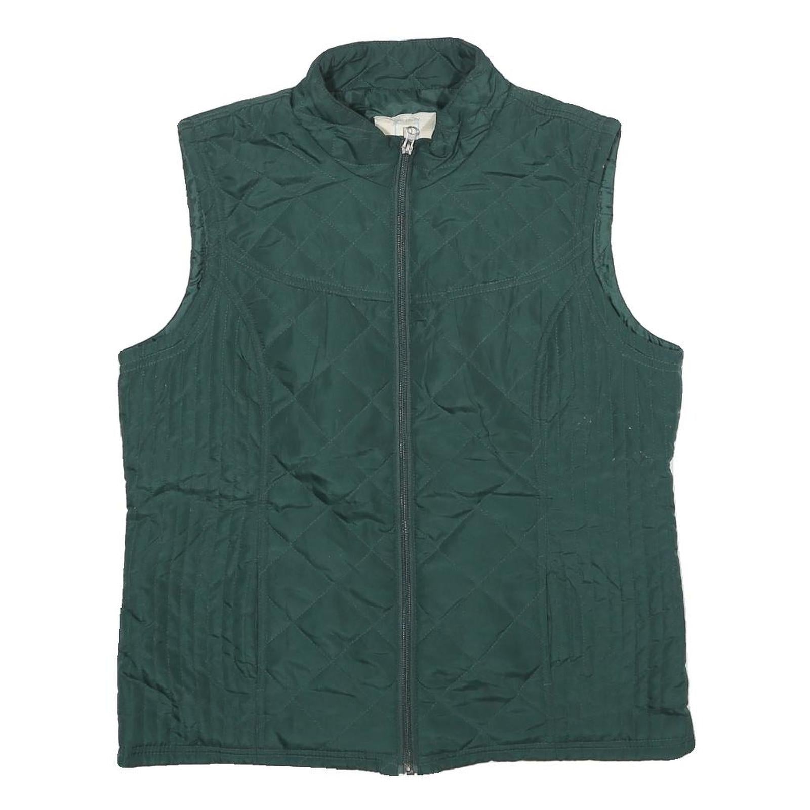 RELATIVITY Womens Green Quilted Jacket L Polyester Zip Sleeveless Classic Refurbished - N/A refurbished available on Cerqular