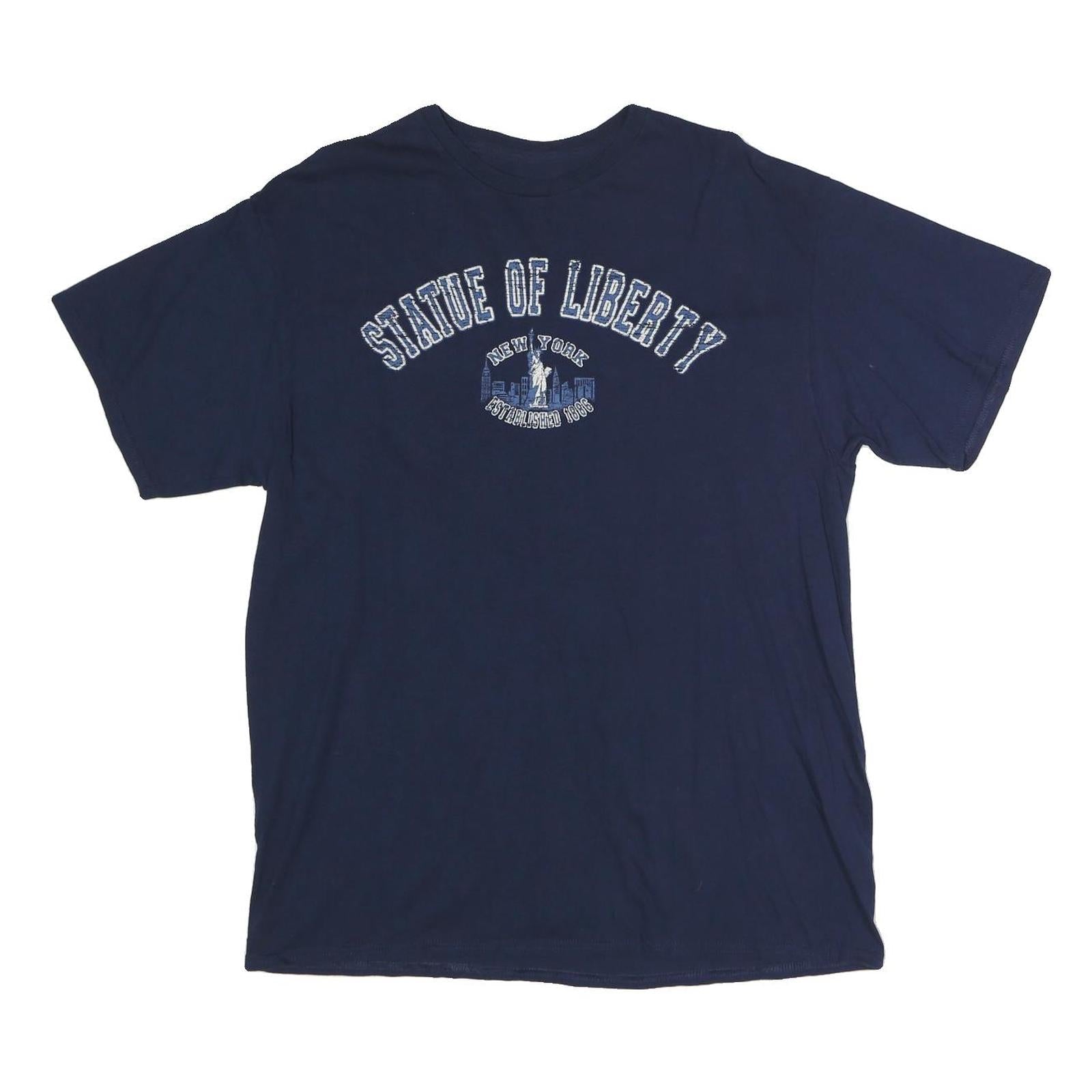Mens Navy Blue Statue Of Liberty Graphic T-Shirt L Short Sleeve Crew Neck Refurbished - N/A refurbished available on Cerqular