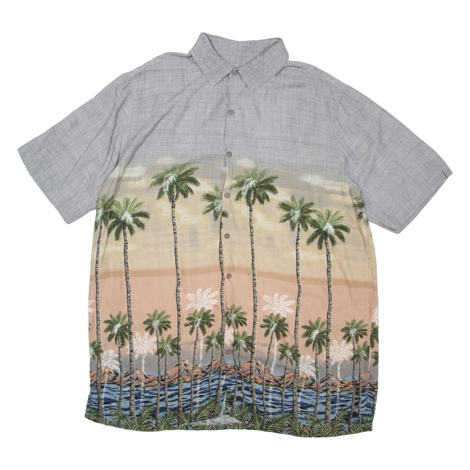 BATIK BAY Mens Hawaiian Shirt Grey Floral XL Refurbished - N/A refurbished available on Cerqular