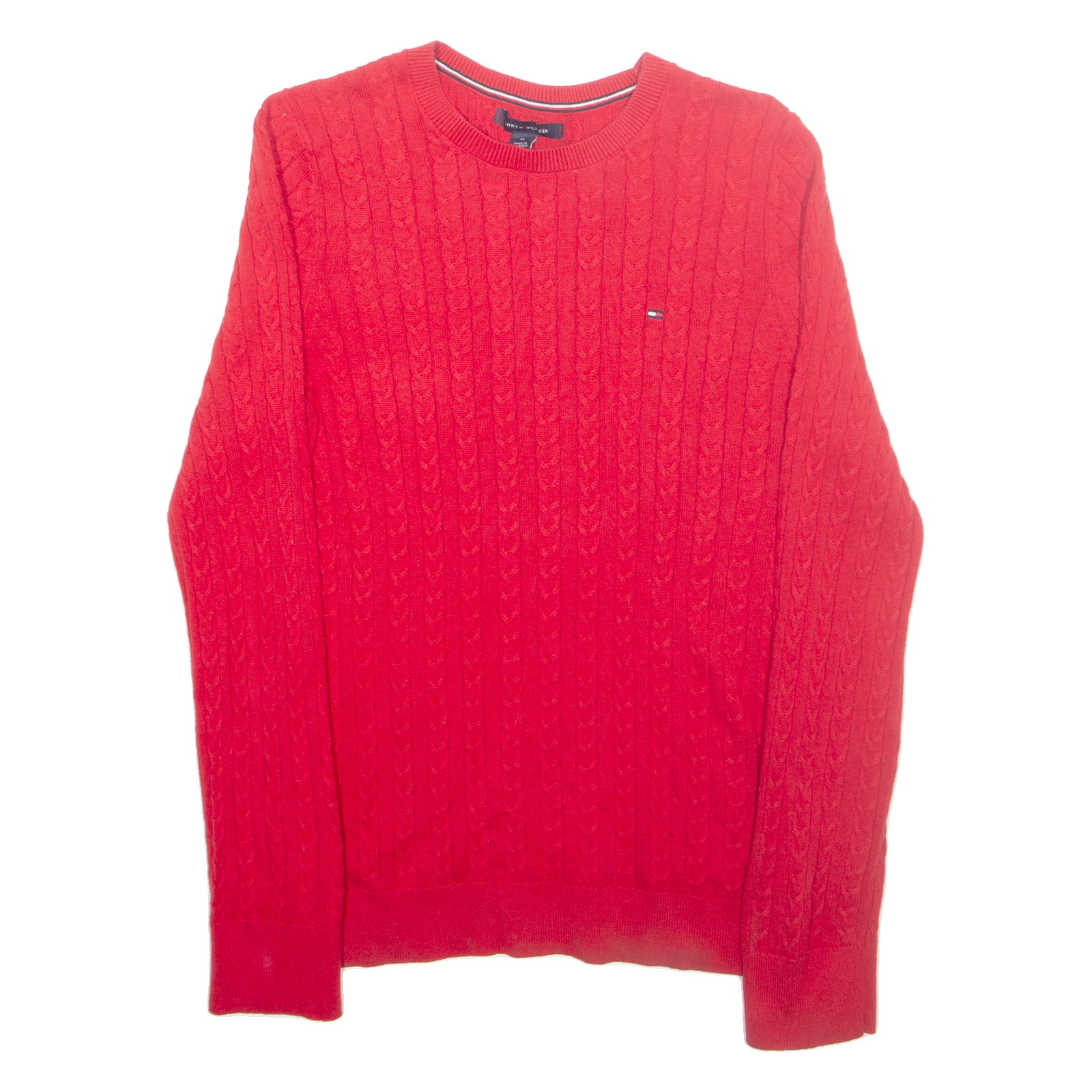 TOMMY HILFIGER Womens Jumper Red Cable Knit M Refurbished - N/A refurbished available on Cerqular