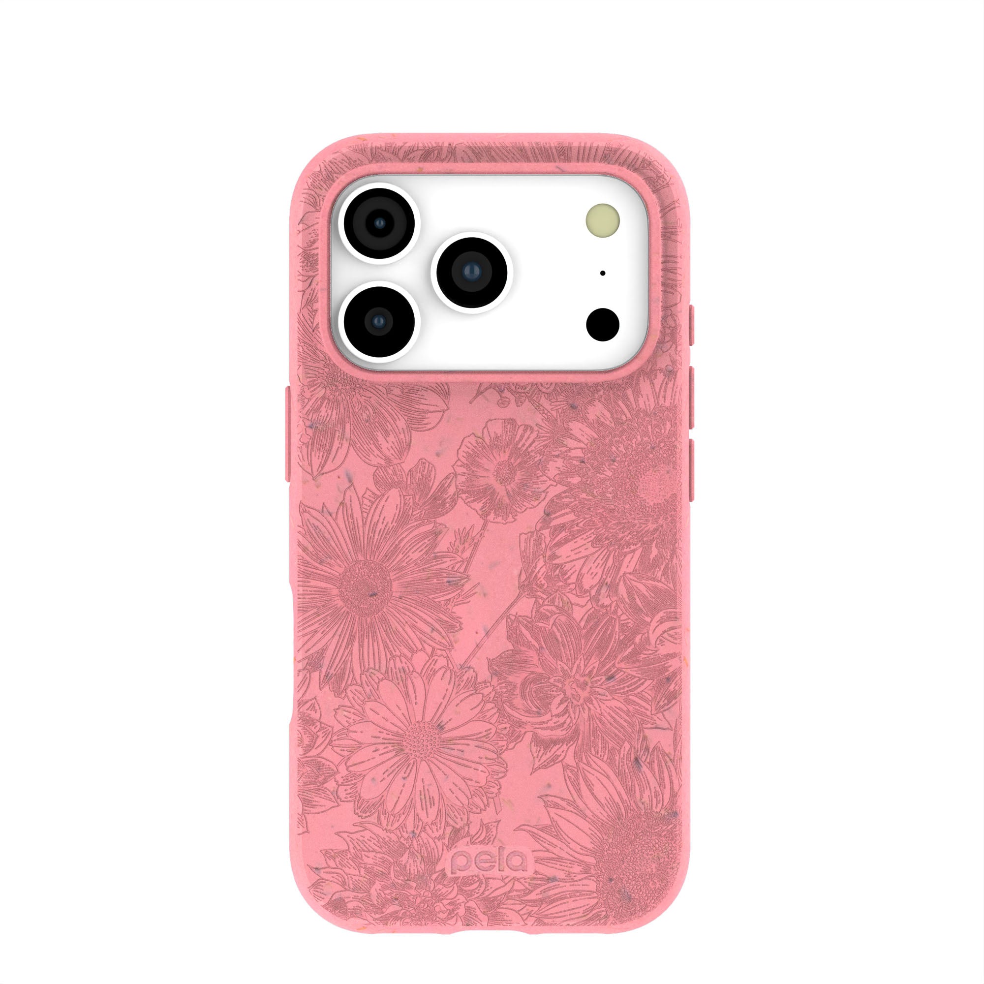 Bubblegum Pink Flora iPhone 17 Pro Case | MagSafe Compatibility: With MagSafe Refurbished - Pela Case refurbished available on Cerqular