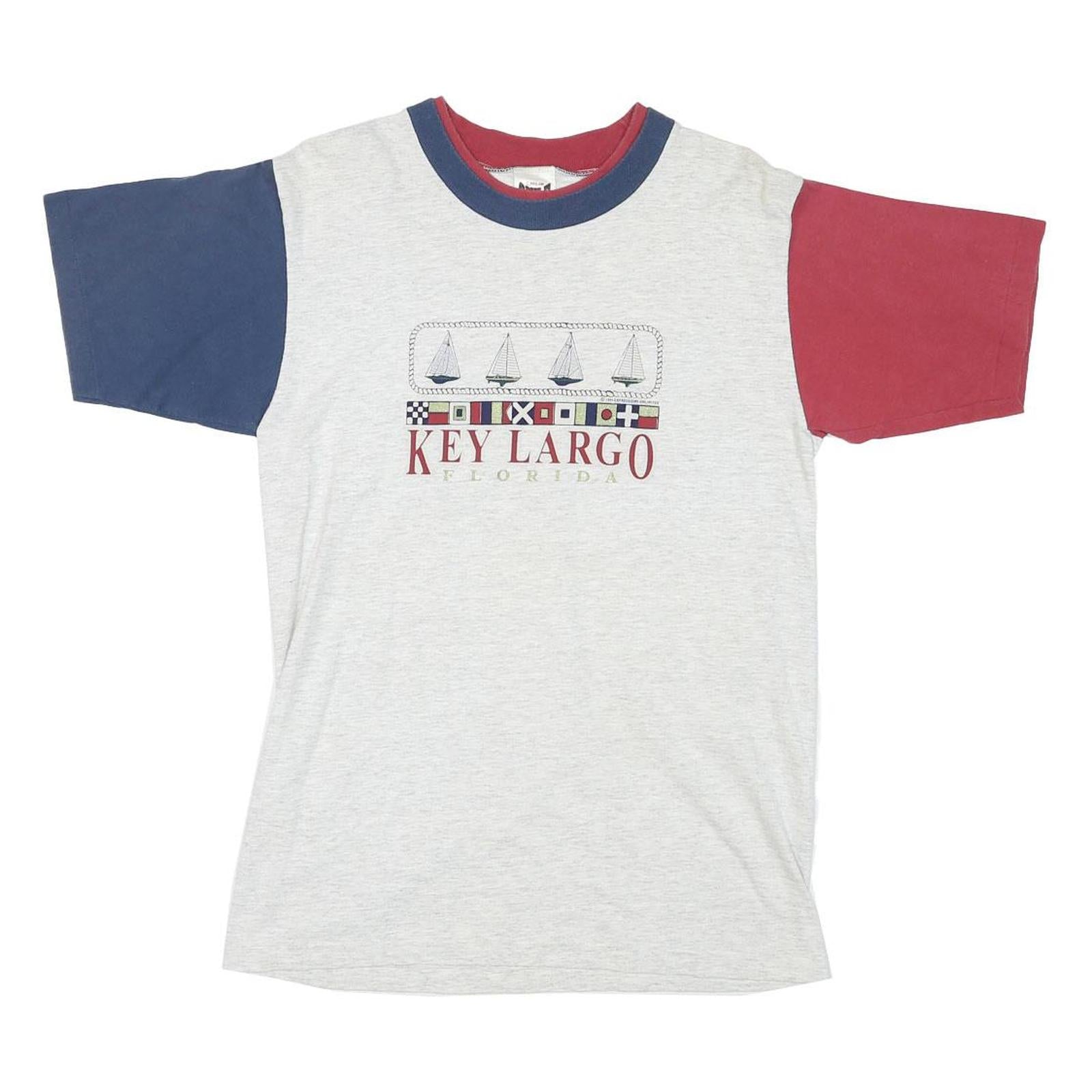 SMILE Mens Grey & Red Blue Colourblock Graphic T-Shirt S Short Sleeve Crew Neck Refurbished - N/A refurbished available on Cerqular
