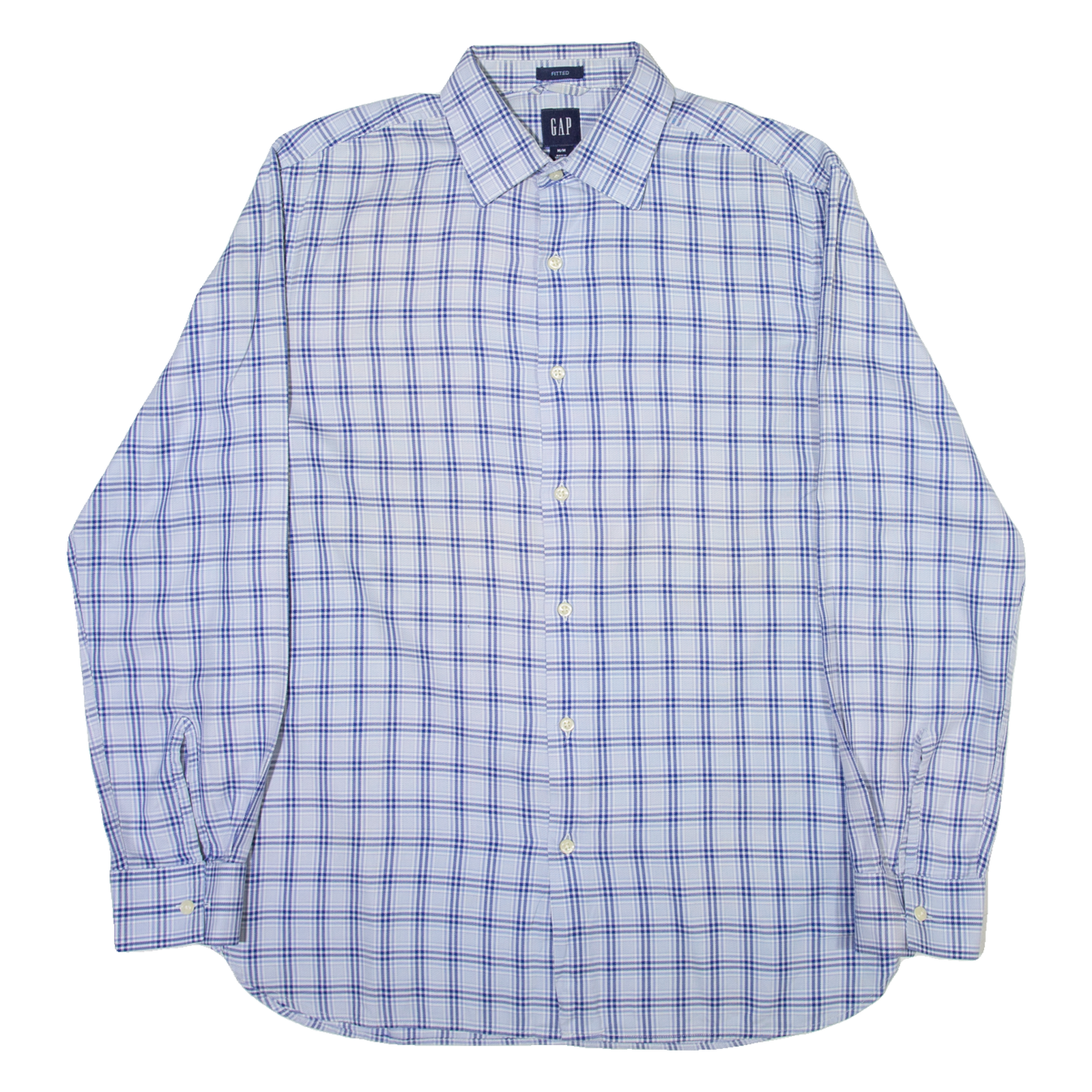 GAP Fitted Mens Shirt Blue Check Long Sleeve M Refurbished - N/A refurbished available on Cerqular