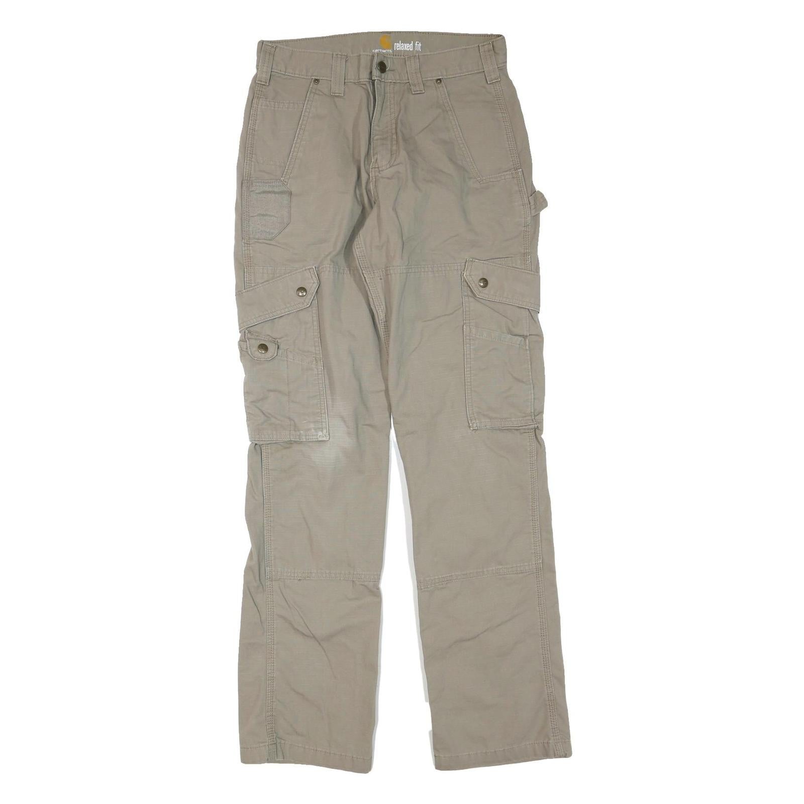 CARHARTT Mens Beige Cotton Blend Regular Cargo Trousers W30 L34 Workwear Utility Refurbished - N/A refurbished available on Cerqular