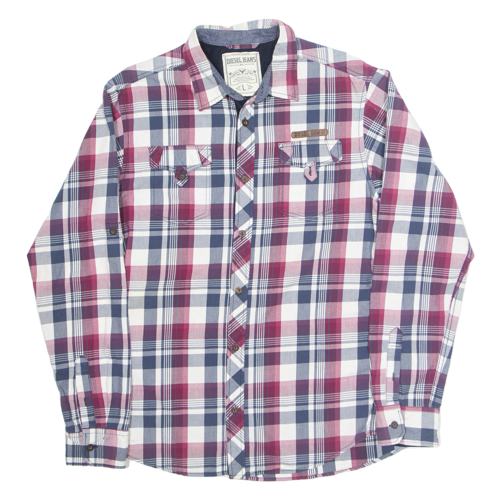 DIESEL Mens Shirt Blue Check Long Sleeve L Refurbished - N/A refurbished available on Cerqular