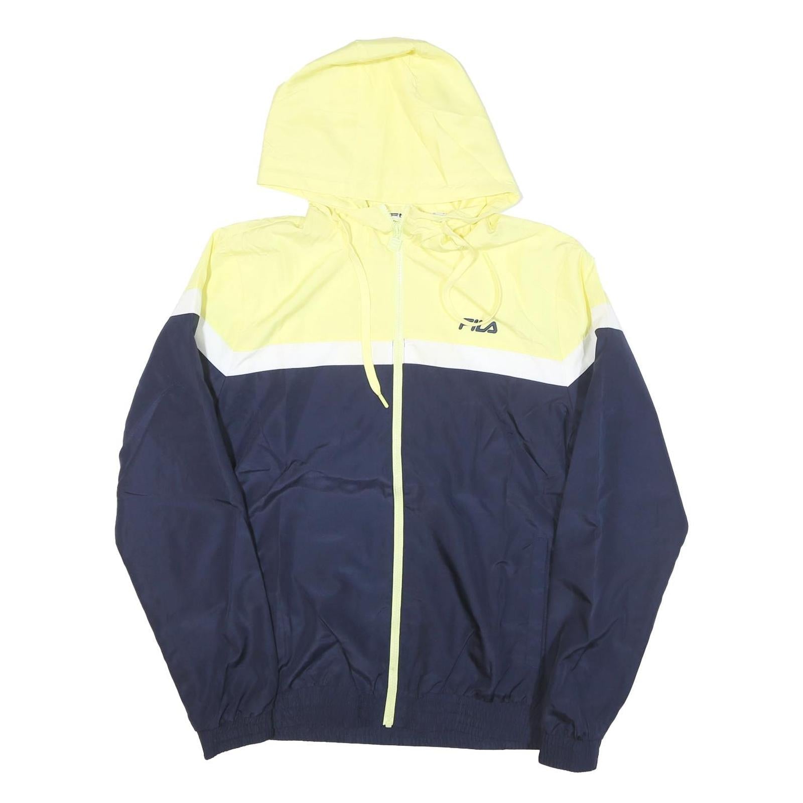 FILA Mens Yellow & Navy Colourblock Hooded Zip Jacket L Polyester Blend Sporty Refurbished - N/A refurbished available on Cerqular