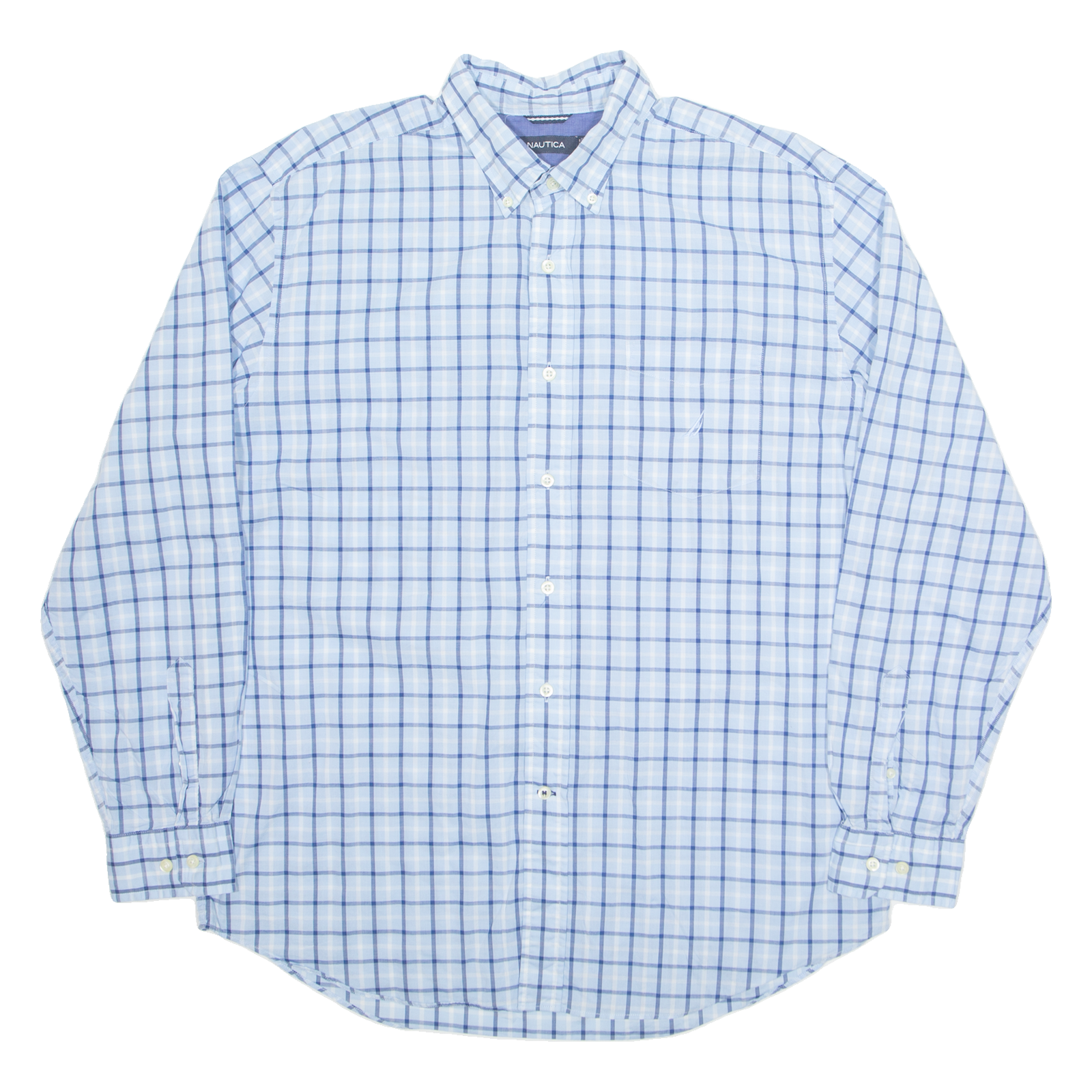 NAUTICA Mens Shirt Blue Check Long Sleeve L Refurbished - N/A refurbished available on Cerqular