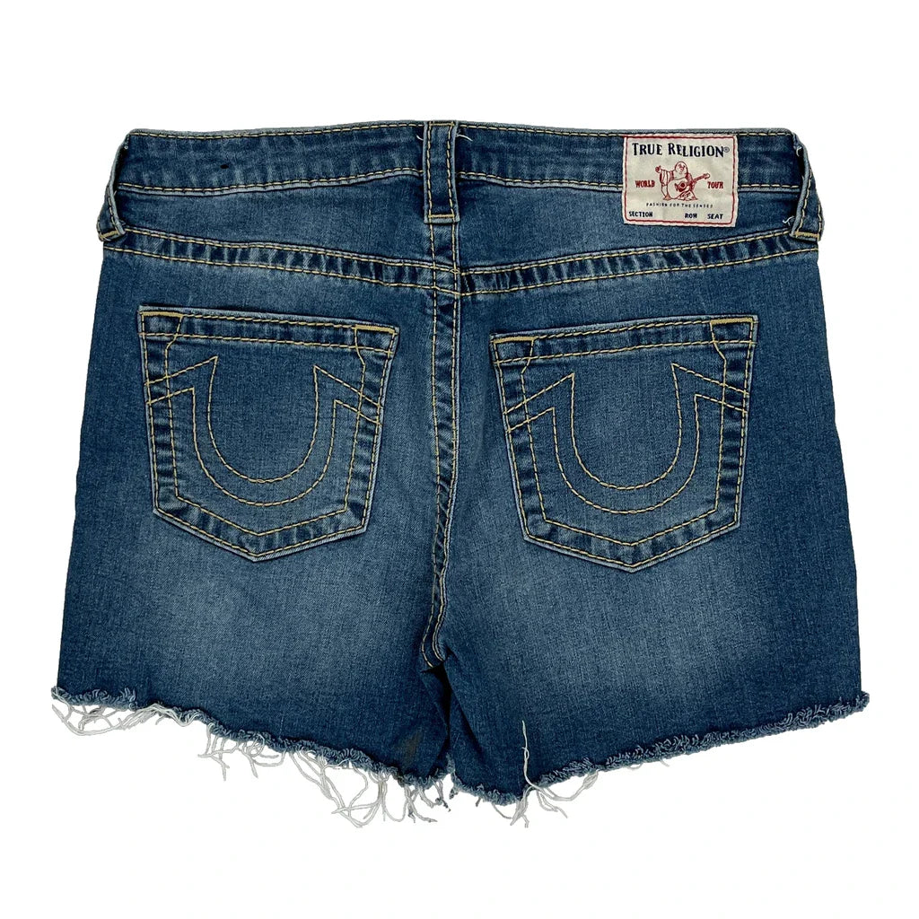 True Religion Denim Shorts - 31W UK 10 Blue Cotton Refurbished - Thrifted (note: this is a term often used to describe second- refurbished available on Cerqular