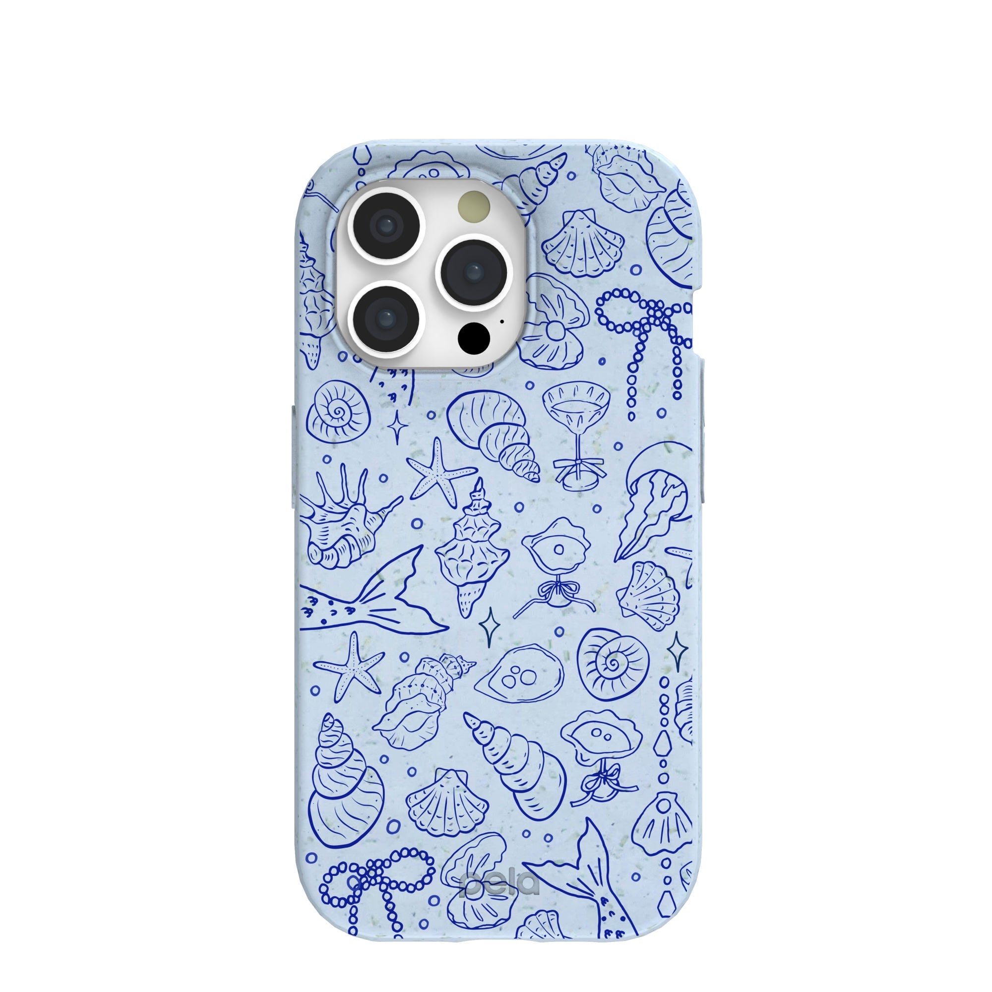 Powder Blue Ocean Charms iPhone 15 Pro Case Refurbished - Pela Case refurbished available on Cerqular