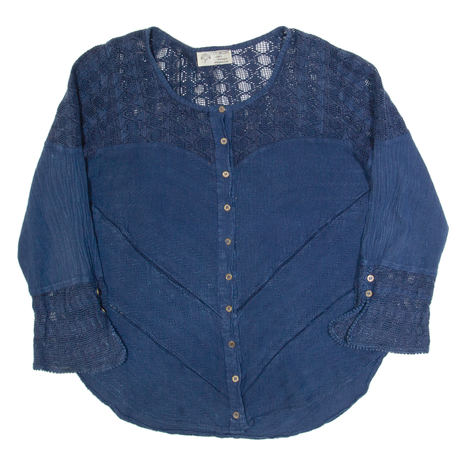 COTONISSIMI Womens Shirt Blue Long Sleeve 90s L Refurbished - N/A refurbished available on Cerqular