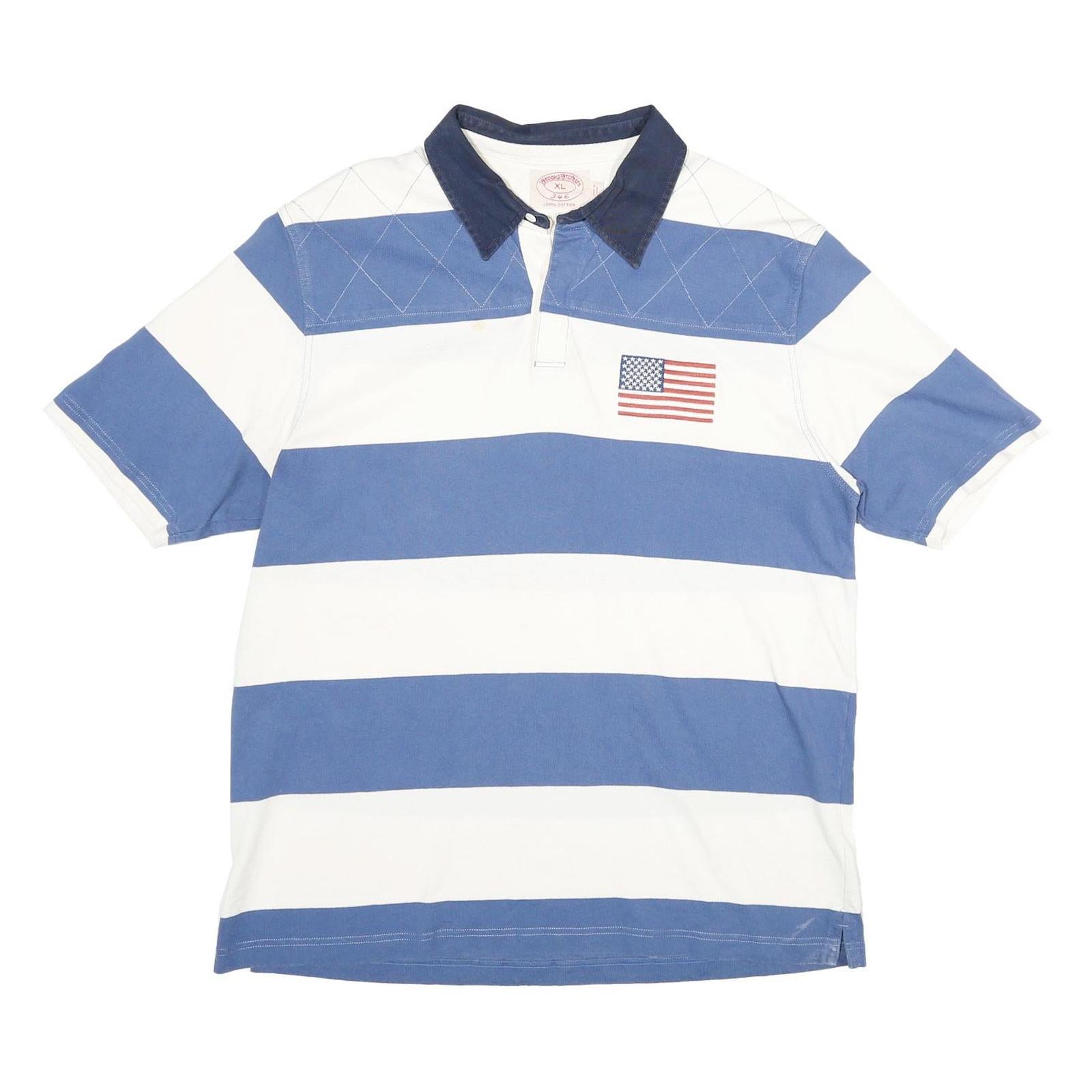 BROOKS BROTHERS Mens Blue & White Colourblock Polo Shirt XL Cotton Jersey Short Refurbished - N/A refurbished available on Cerqular