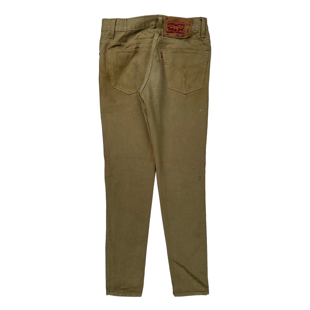 501 Levis Jeans - 28W 29L Beige Cotton Refurbished - Thrifted (note: this is a term often used to describe second- refurbished available on Cerqular
