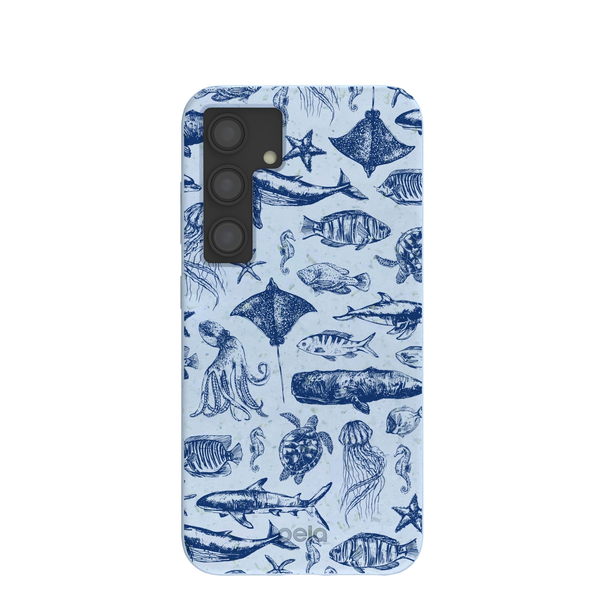 Powder Blue Marine Life Samsung Galaxy S24 Case Refurbished - Pela Case refurbished available on Cerqular