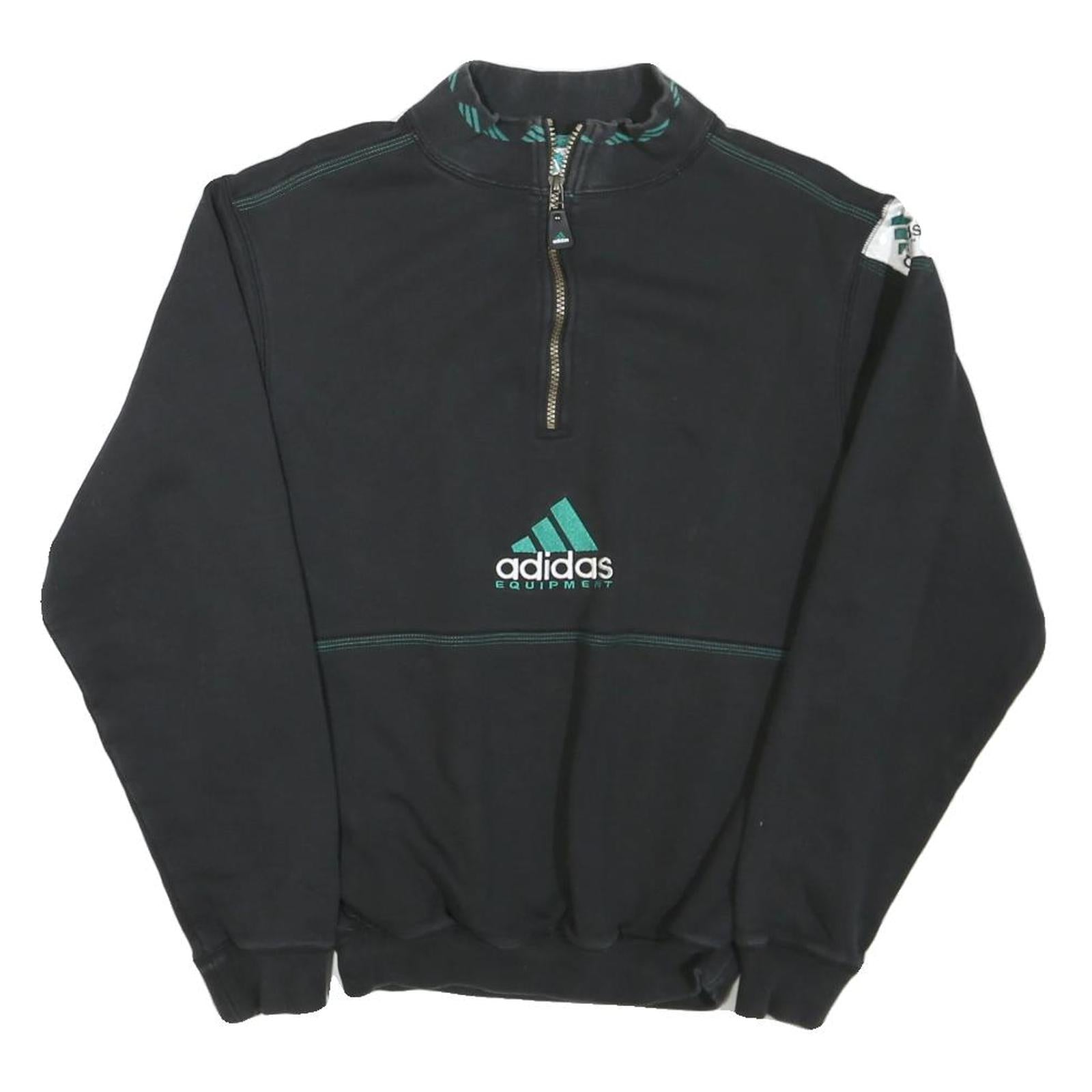 ADIDAS Mens Black & Teal Equipment Sweatshirt Collared XS Half Zip Casual Sport Refurbished - N/A refurbished available on Cerqular