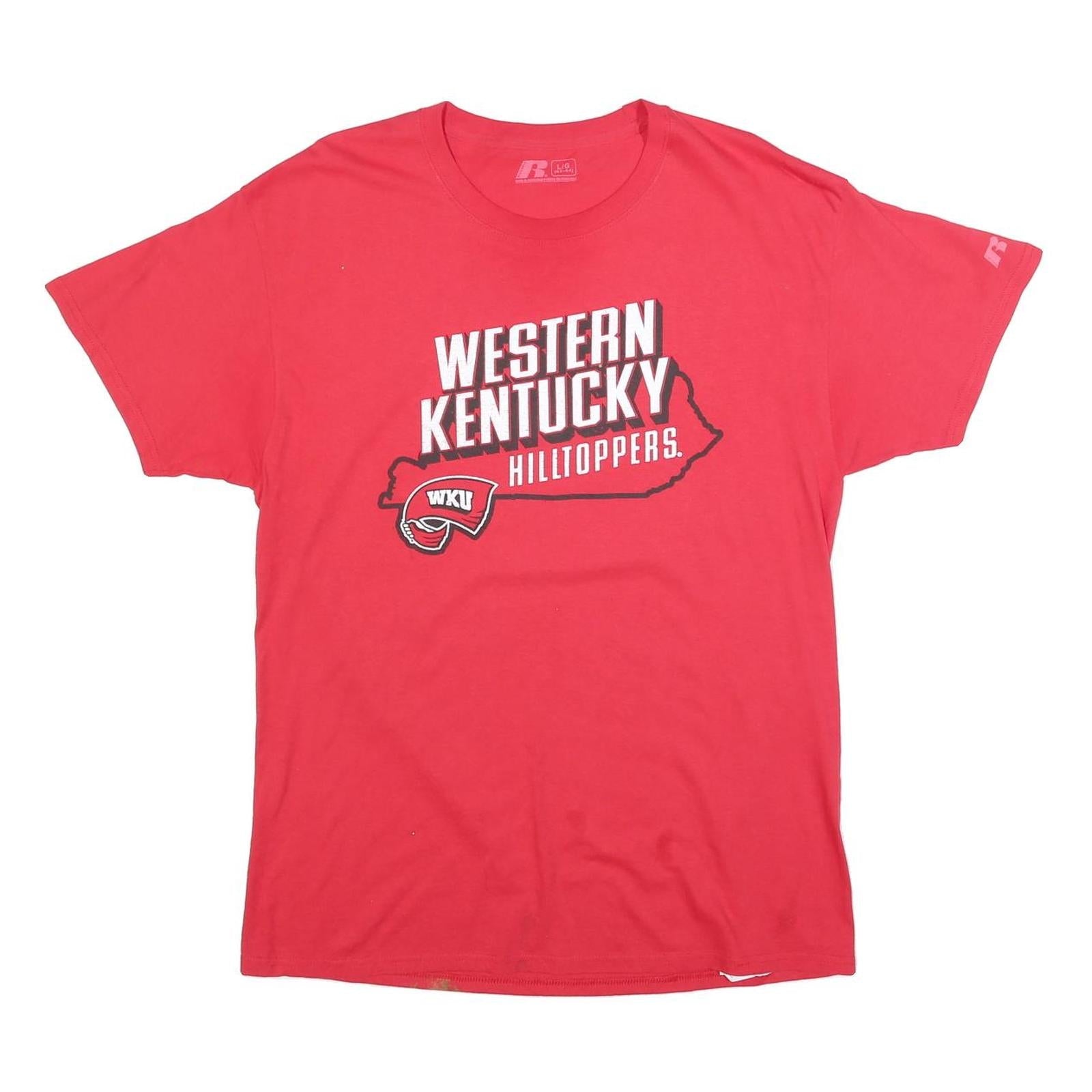 RUSSELL ATHLETIC Mens Red Western Kentucky Hilltoppers Graphic T-Shirt L Short Refurbished - N/A refurbished available on Cerqular
