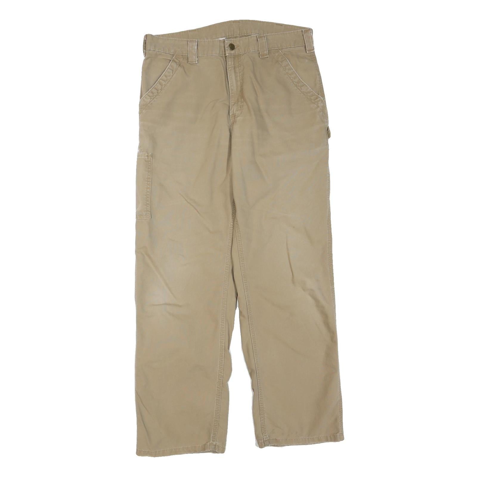 CARHARTT Mens Regular Fit Beige Cotton Blend Zip Trousers W32 L30 Workwear Refurbished - N/A refurbished available on Cerqular