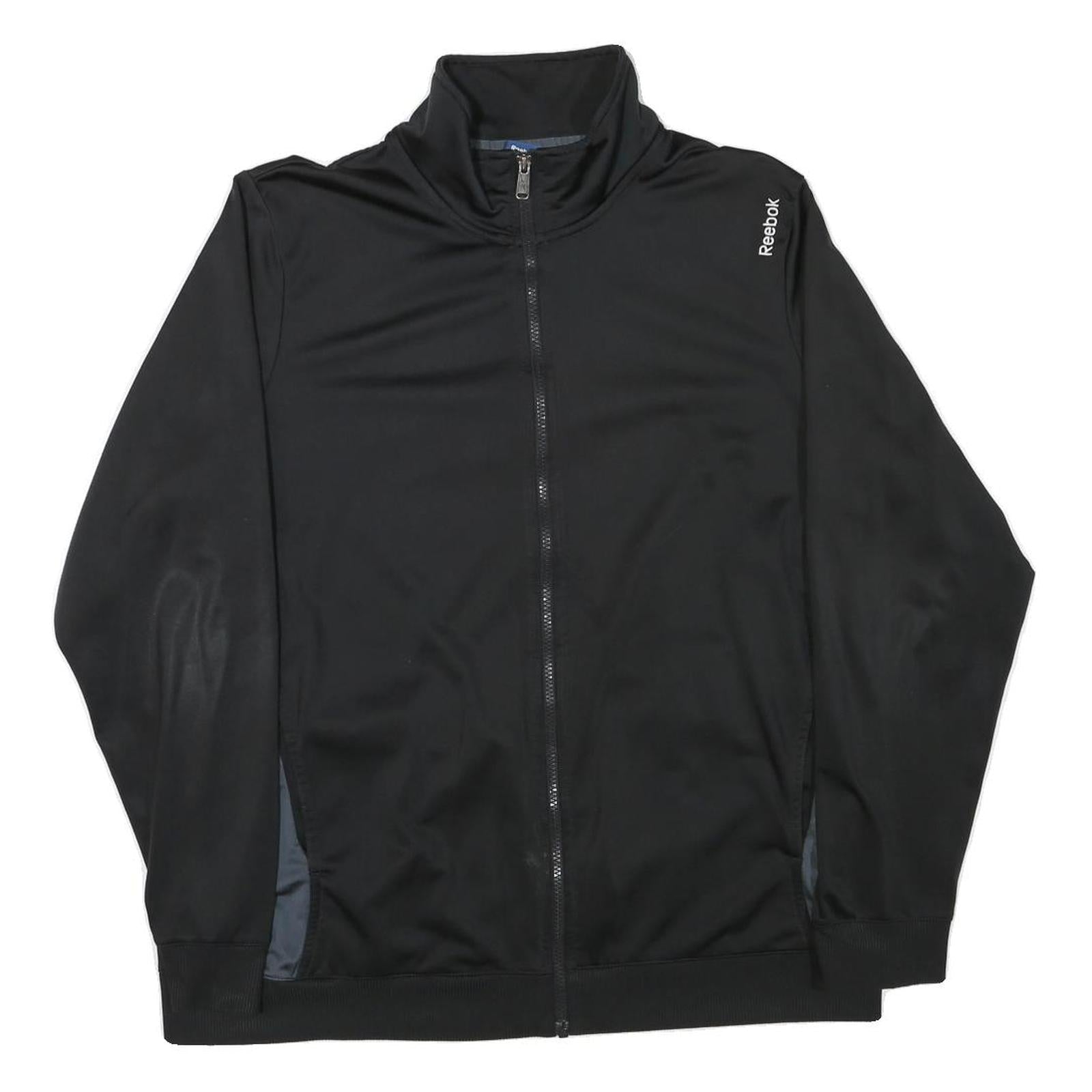 REEBOK Mens Black Zip Front Jacket XL Polyester Blend Plain Casual Sportswear Refurbished - N/A refurbished available on Cerqular