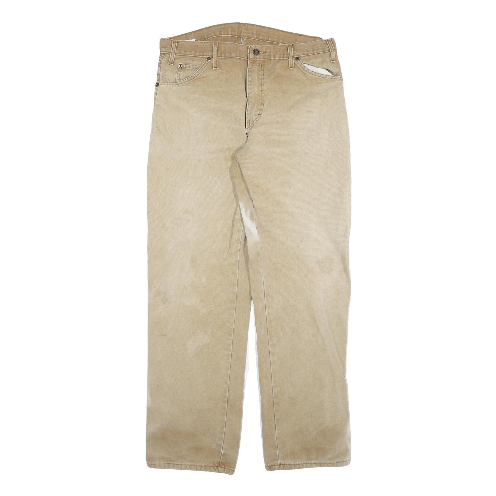 DICKIES Mens Cotton Blend Beige Regular Fit Straight Leg Trousers W34 L32 Refurbished - N/A refurbished available on Cerqular
