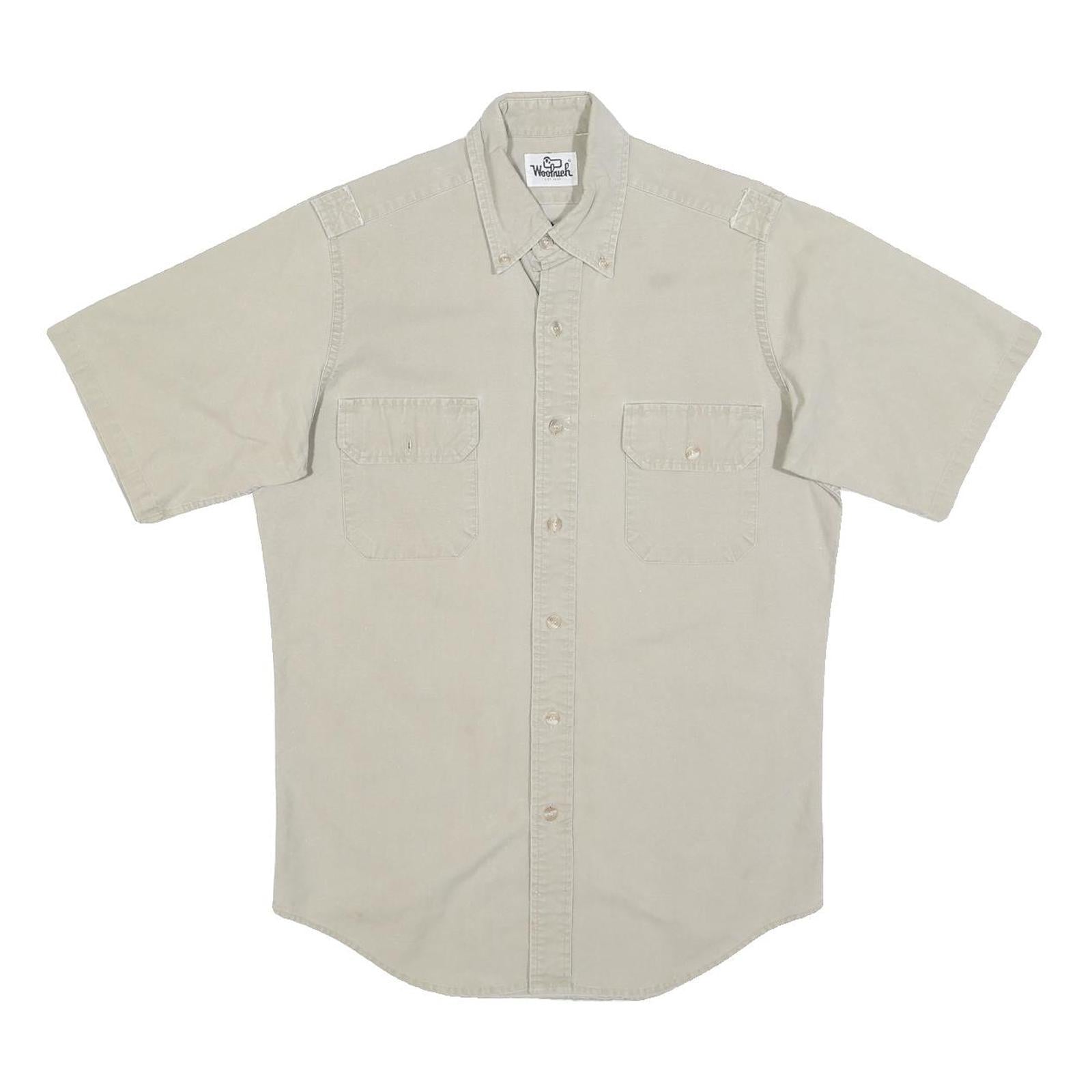 WOOLRICH Mens Beige Cotton Blend Short Sleeve Shirt M Casual Utility Workwear Refurbished - N/A refurbished available on Cerqular