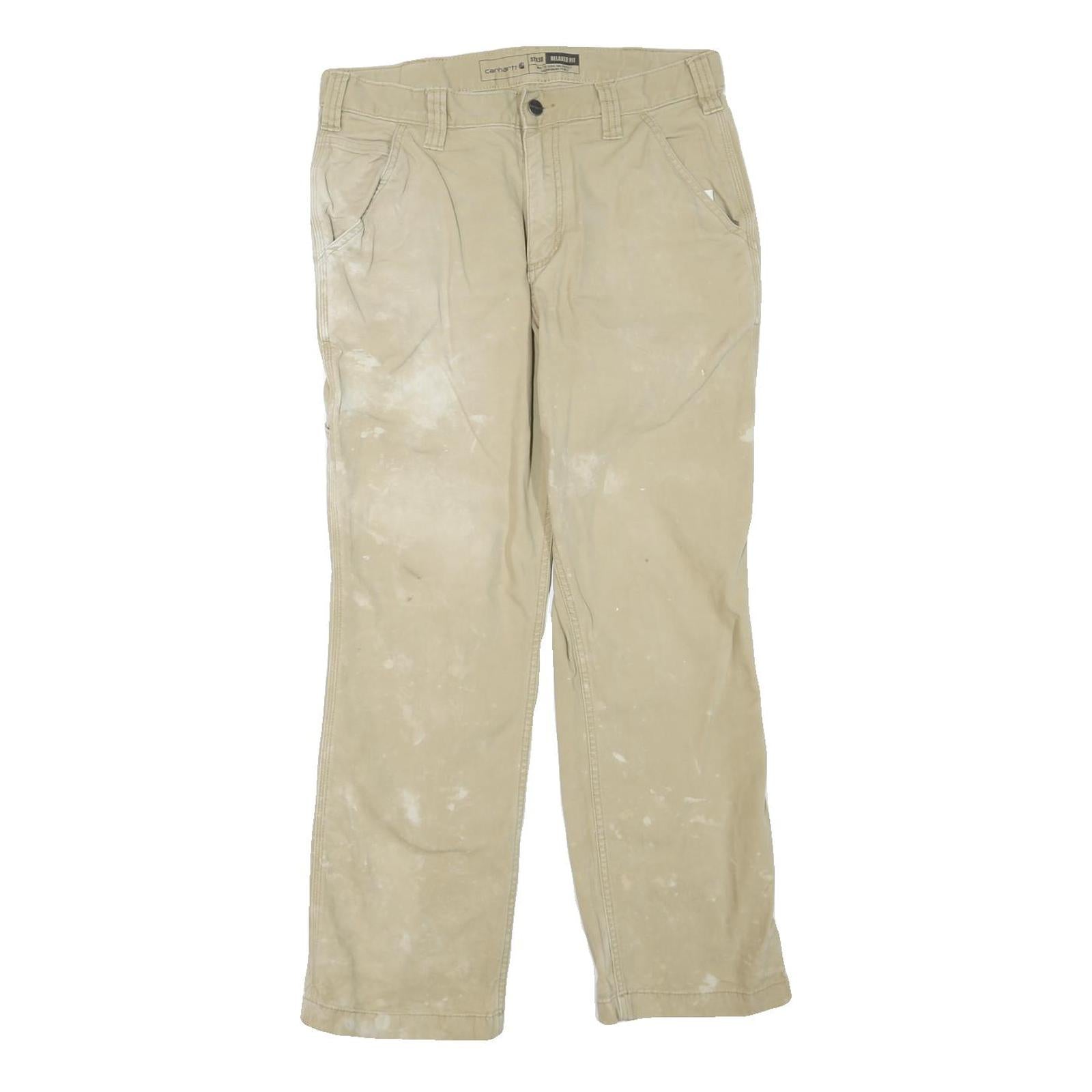 CARHARTT Mens Cotton Blend Beige Workwear Regular Leg Trousers W32 L30 Durable Refurbished - N/A refurbished available on Cerqular