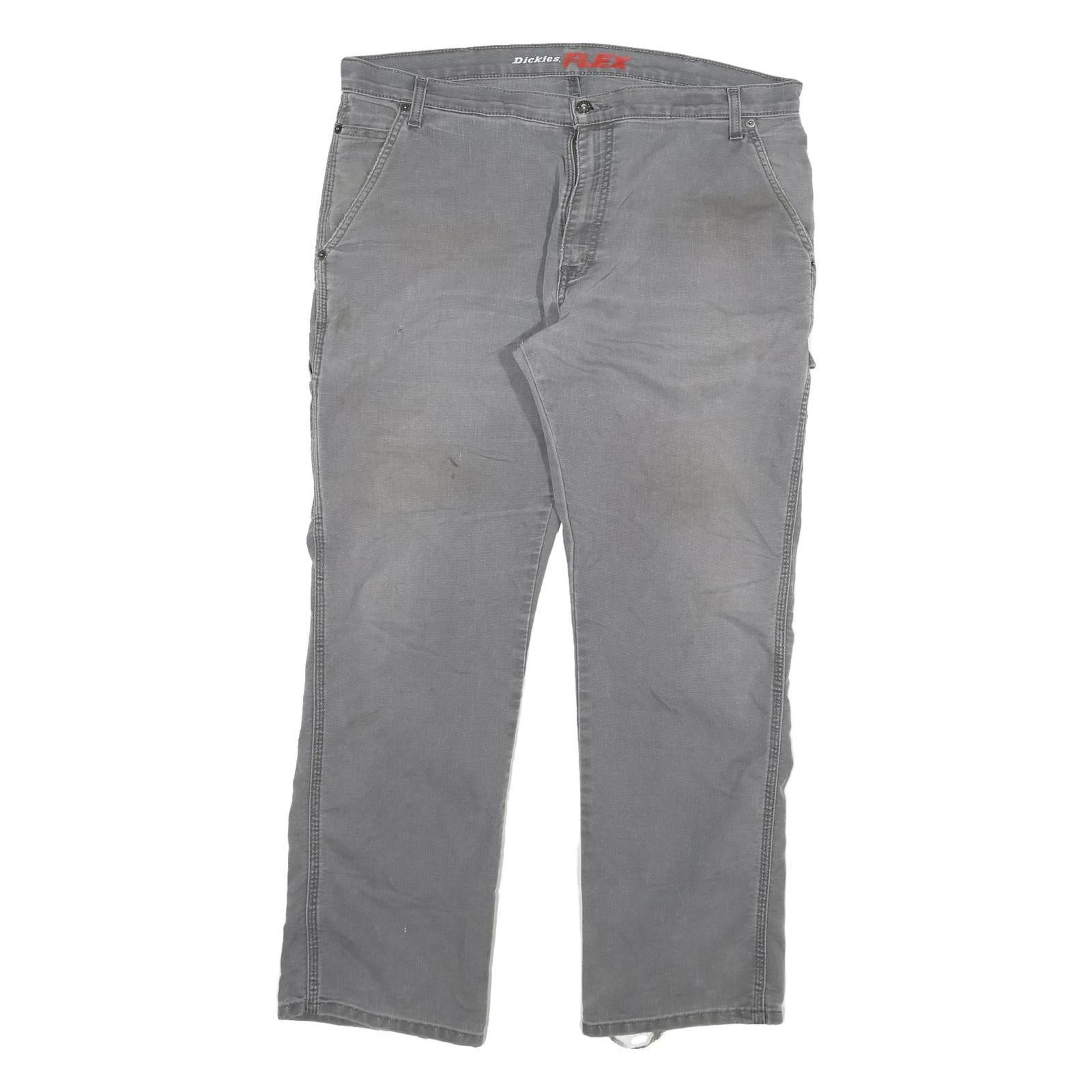 DICKIES Mens Cotton Blend Grey Regular Straight Trousers W38 L32 Workwear Zip Refurbished - N/A refurbished available on Cerqular