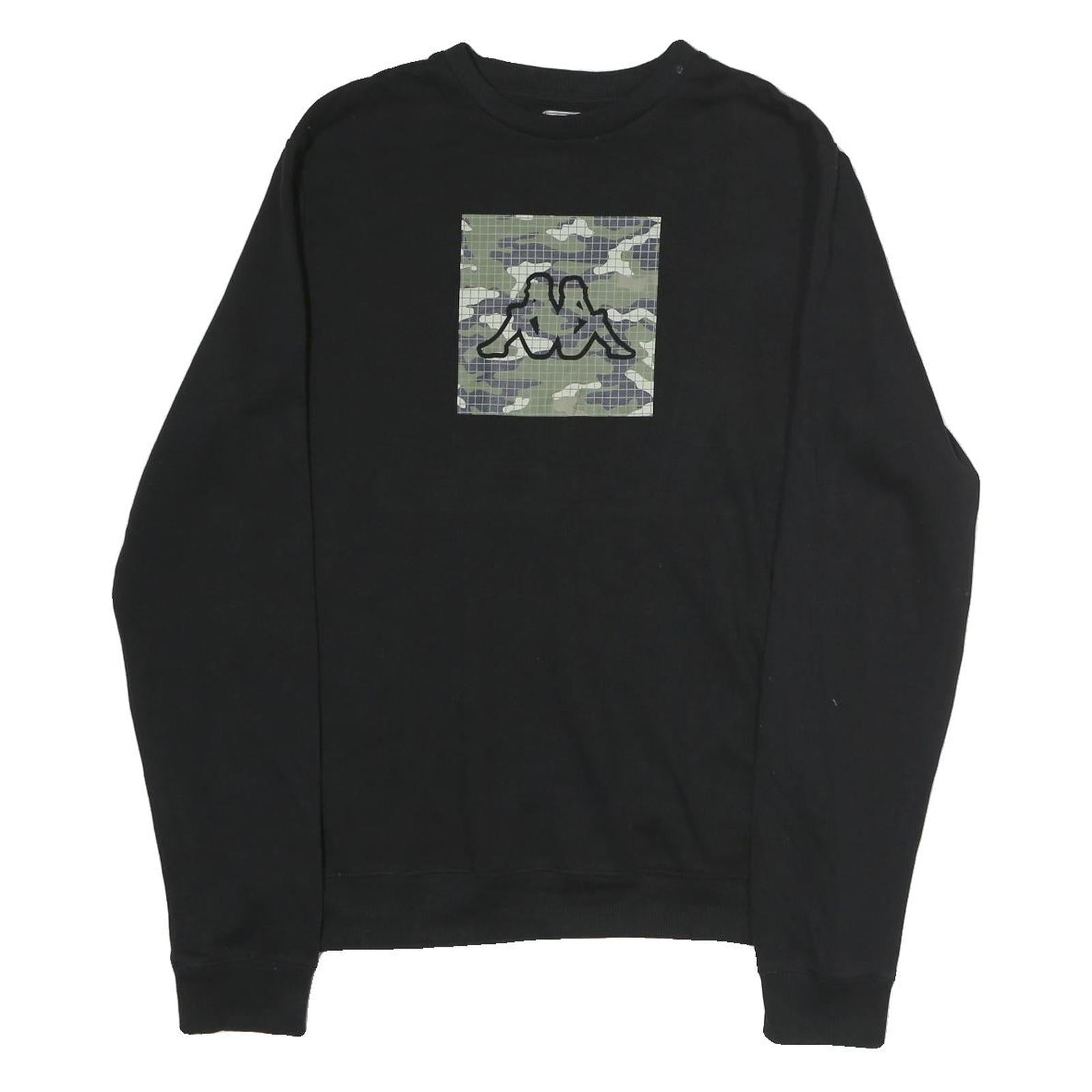 KAPPA Mens Black Cotton Crew Neck L Sweatshirt Camouflage Logo Pullover Refurbished - N/A refurbished available on Cerqular