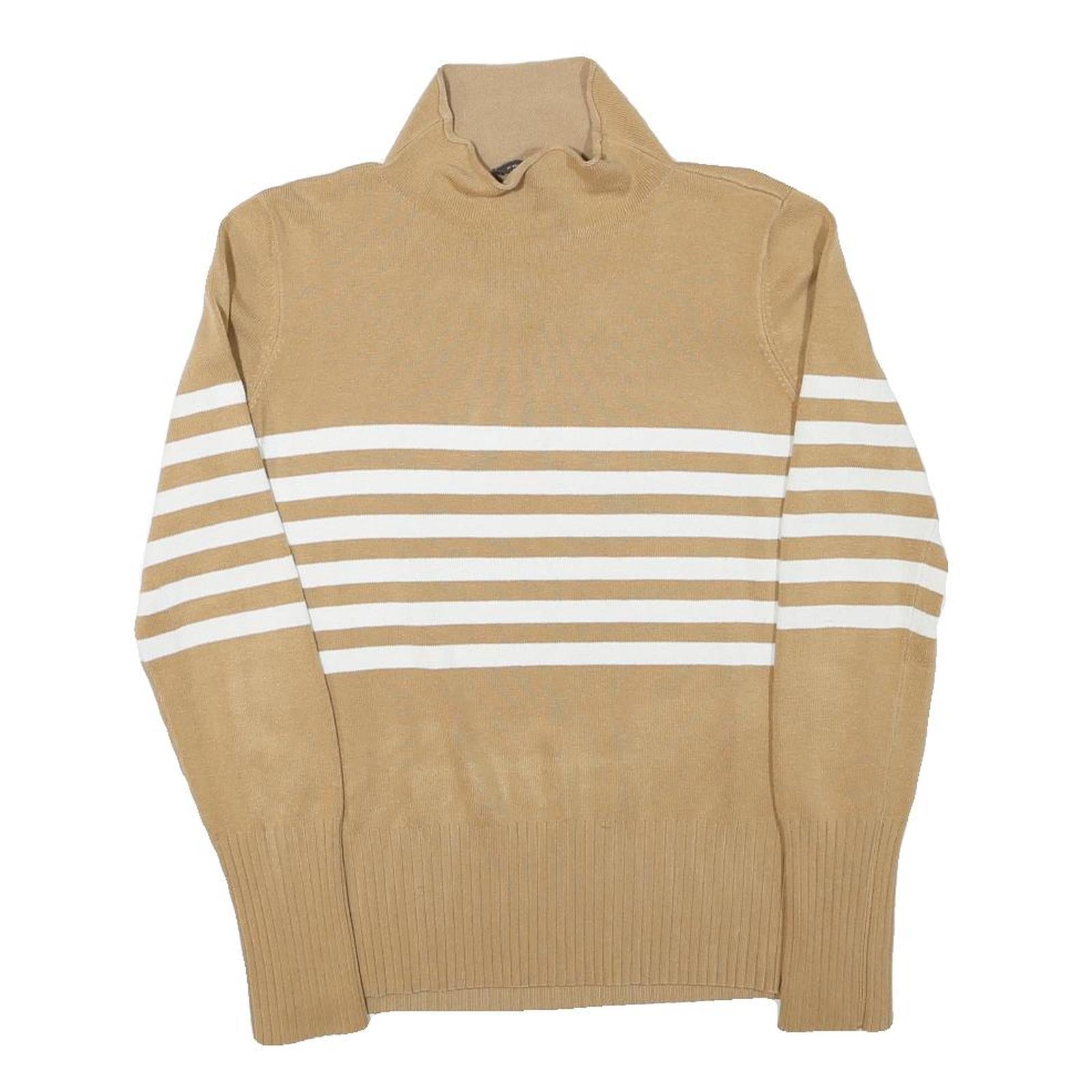 FRENCH CONNECTION Womens Beige & White Patterned Jumper Roll Neck Basic Knit L Refurbished - N/A refurbished available on Cerqular