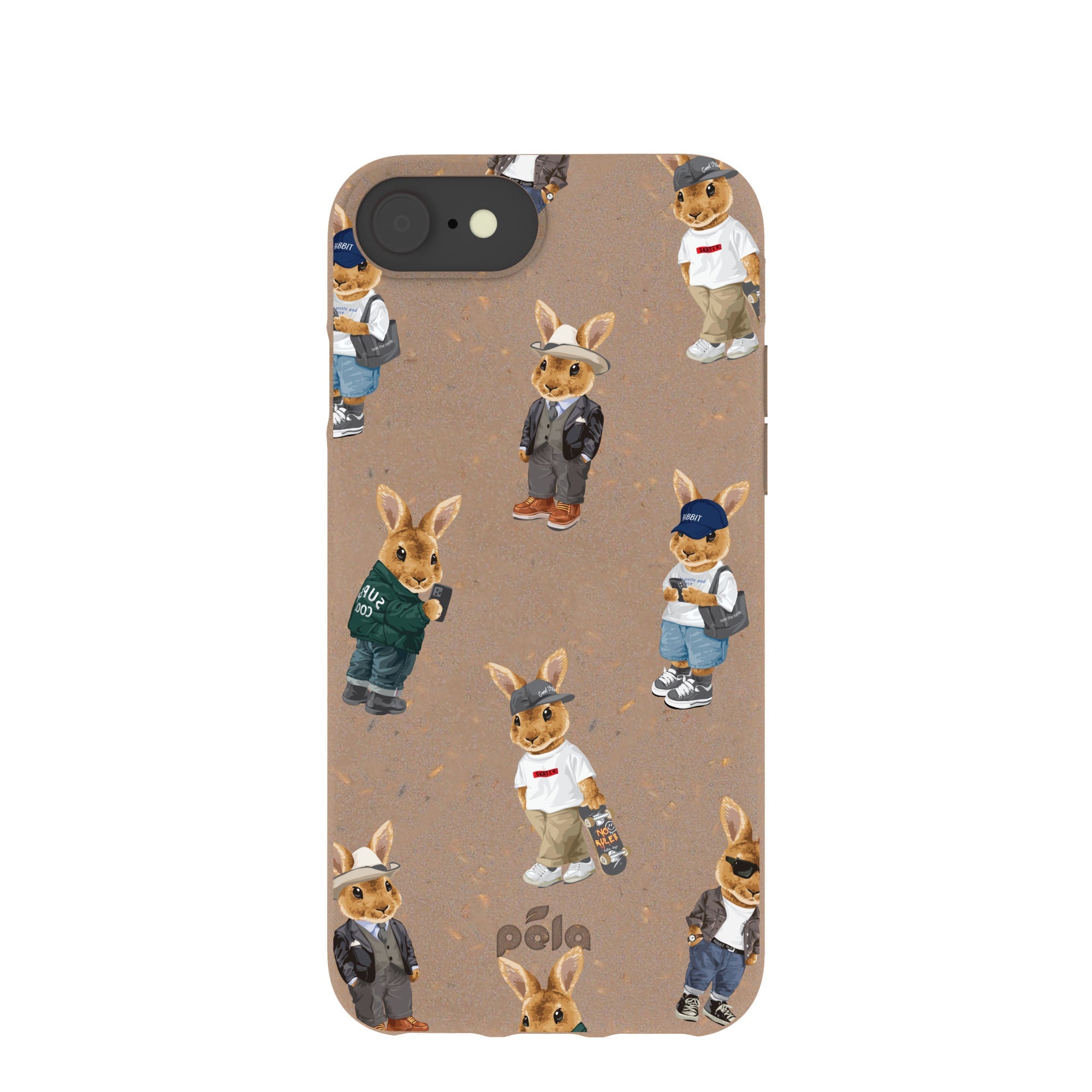 Chocolate Brown Rabbit Friends iPhone 6/6s/7/8/SE Case Refurbished - Pela Case refurbished available on Cerqular