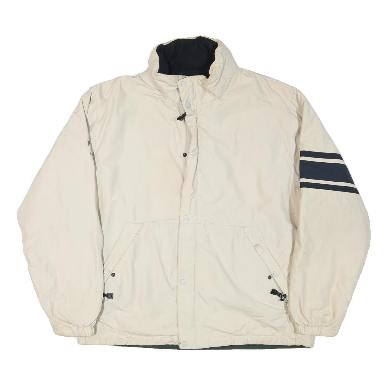 Mens Cream Navy Stripe Zip Jacket L Polyester Blend Outdoor Casual Stylish Refurbished - N/A refurbished available on Cerqular