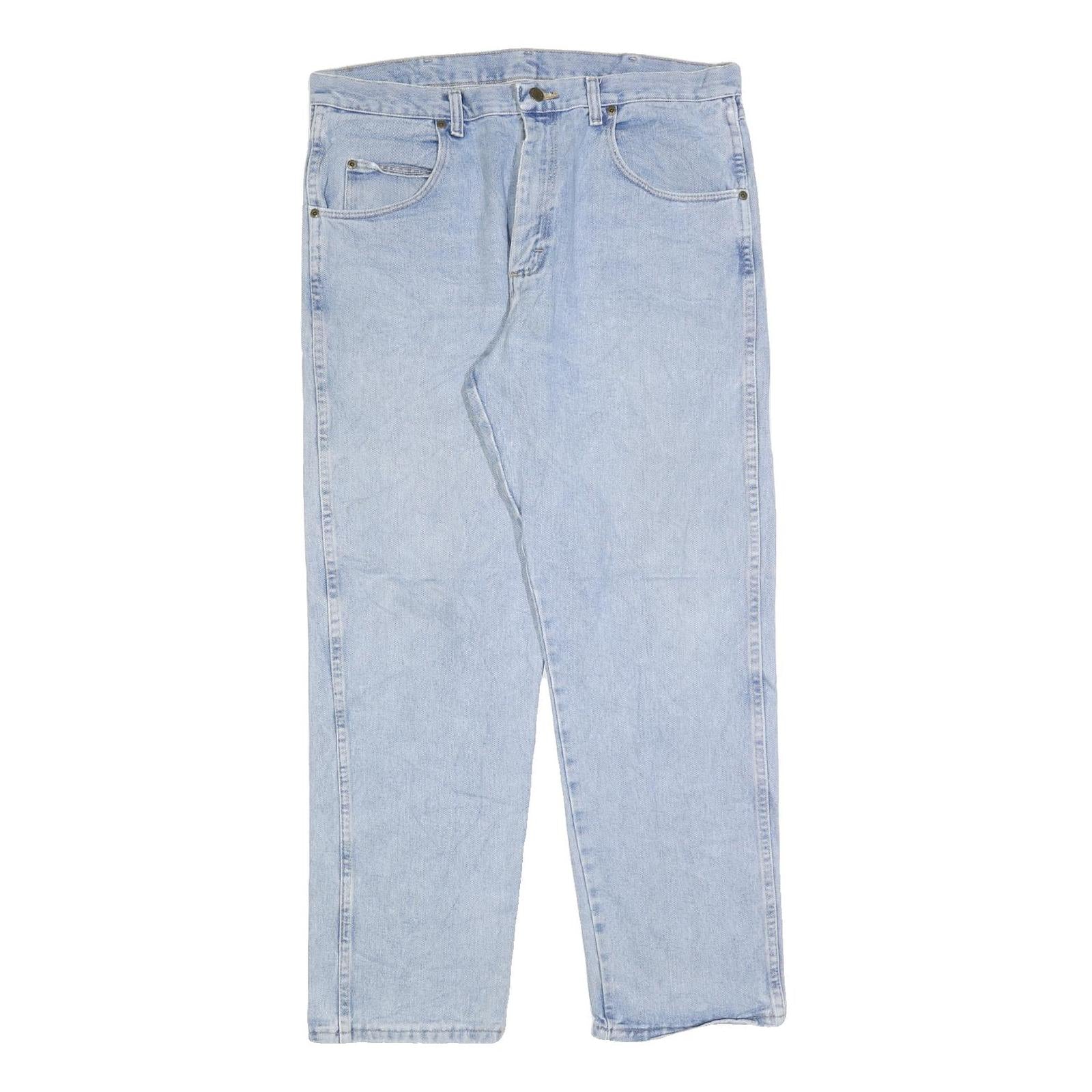WRANGLER Mens Regular Fit Blue Denim Light Wash Jeans W36 L30 Classic Zip Refurbished - N/A refurbished available on Cerqular
