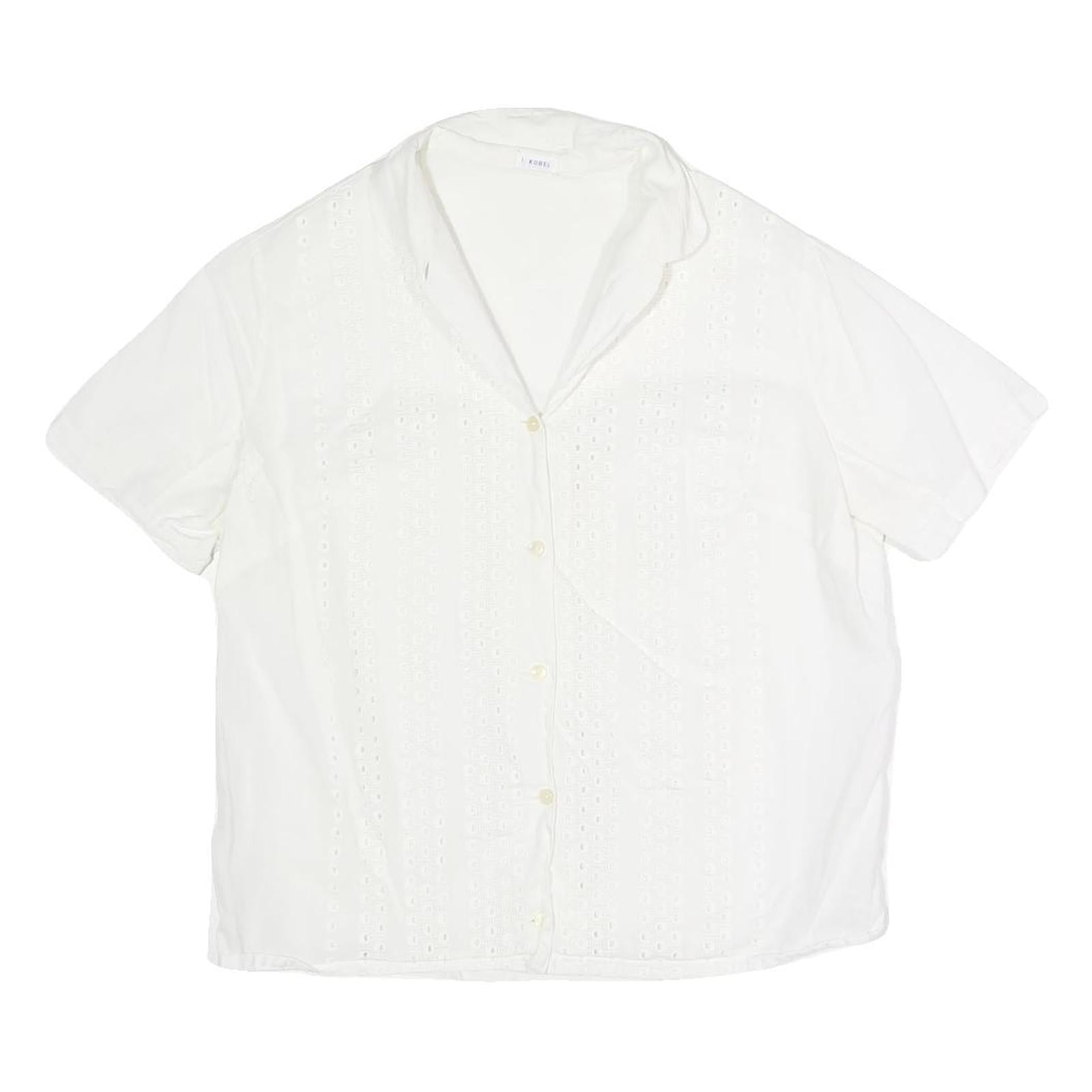 Buy Womens White Button Shirt Short Sleeve Collared Cotton Blend M Eyelet Panel Refurbished - $18.19 Womens White Button Shirt Short Sleeve Collared Cotton Blend M Eyelet Panel Refurbished - N/A refurbished available on Cerqular