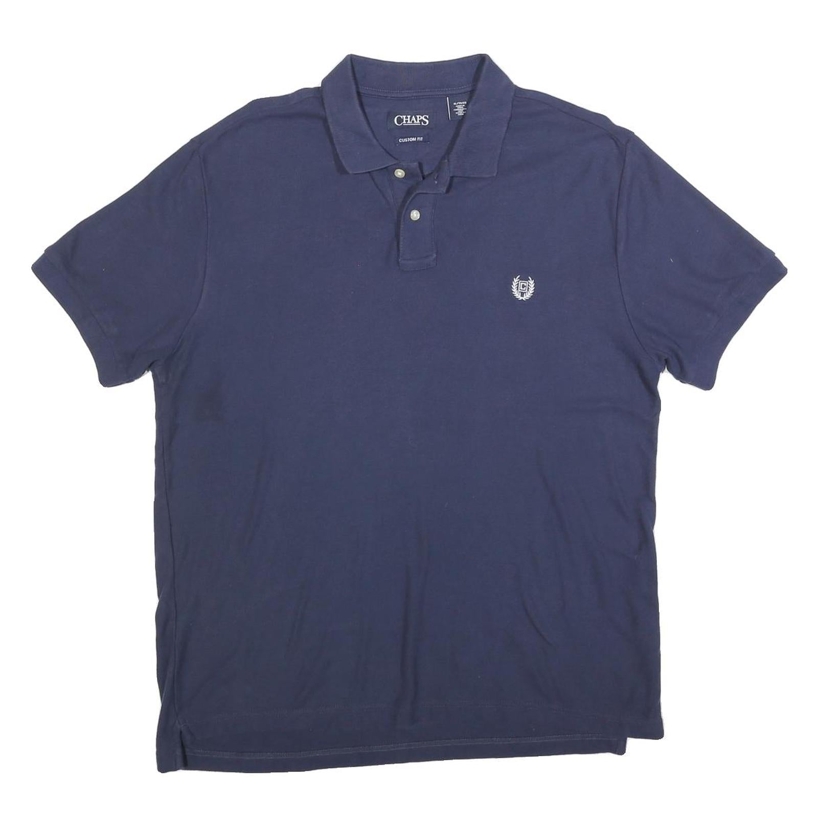 CHAPS Mens Blue Polo Shirt XL Cotton Blend Short Sleeve Plain Casual Refurbished - N/A refurbished available on Cerqular